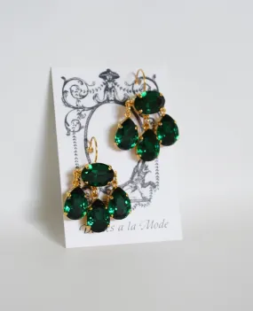 Girandole Earrings - Large Pear Swarovski Emerald