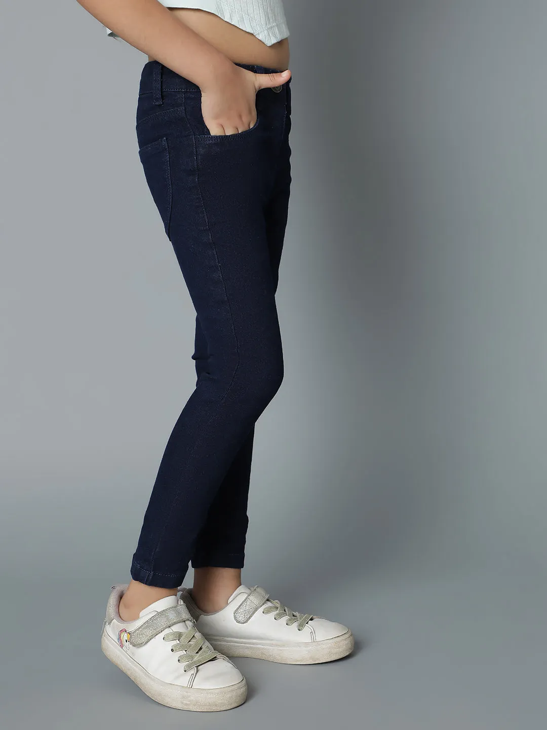 Girls Dark Blue Slim Fit Jeans