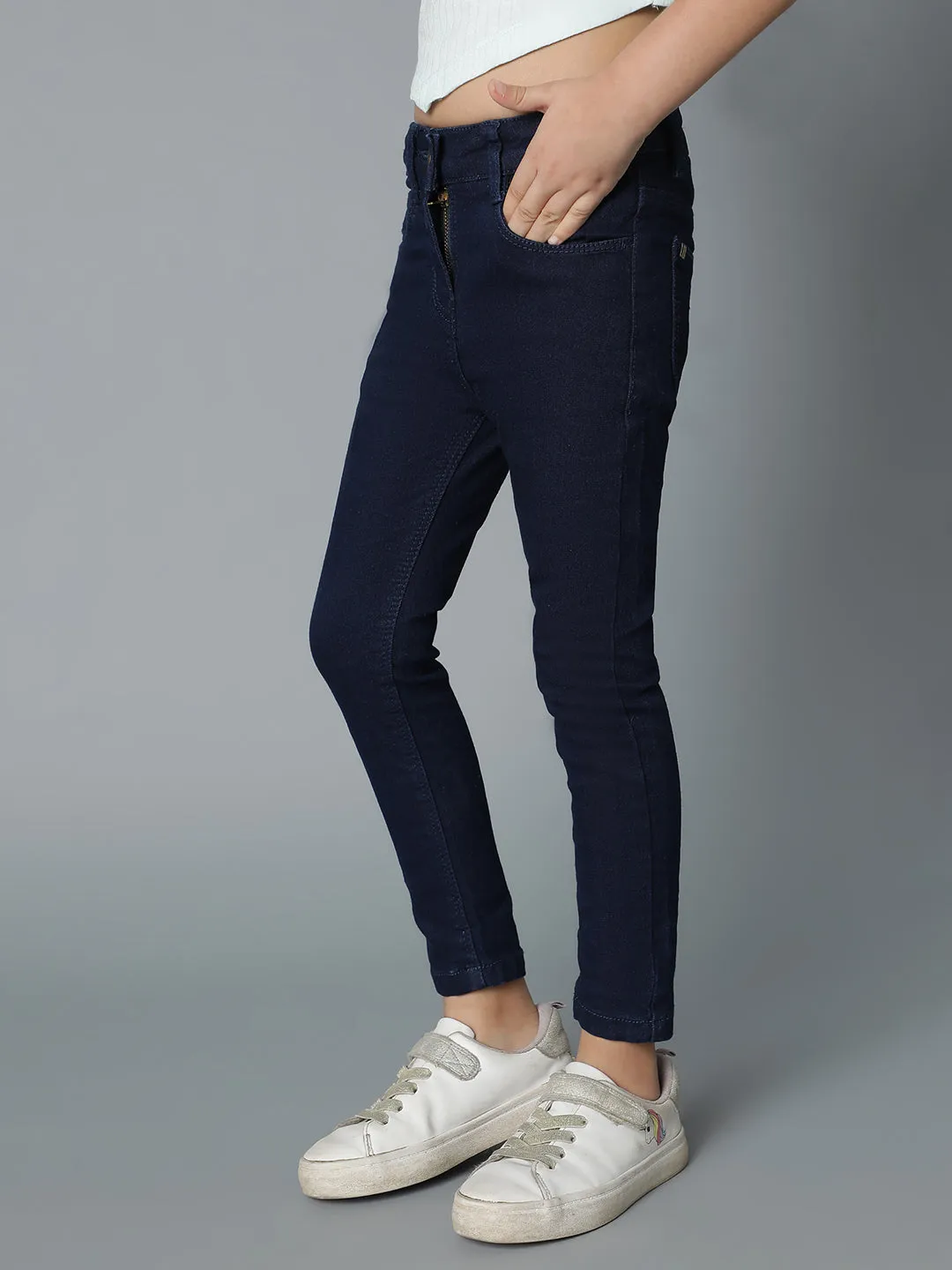 Girls Dark Blue Slim Fit Jeans