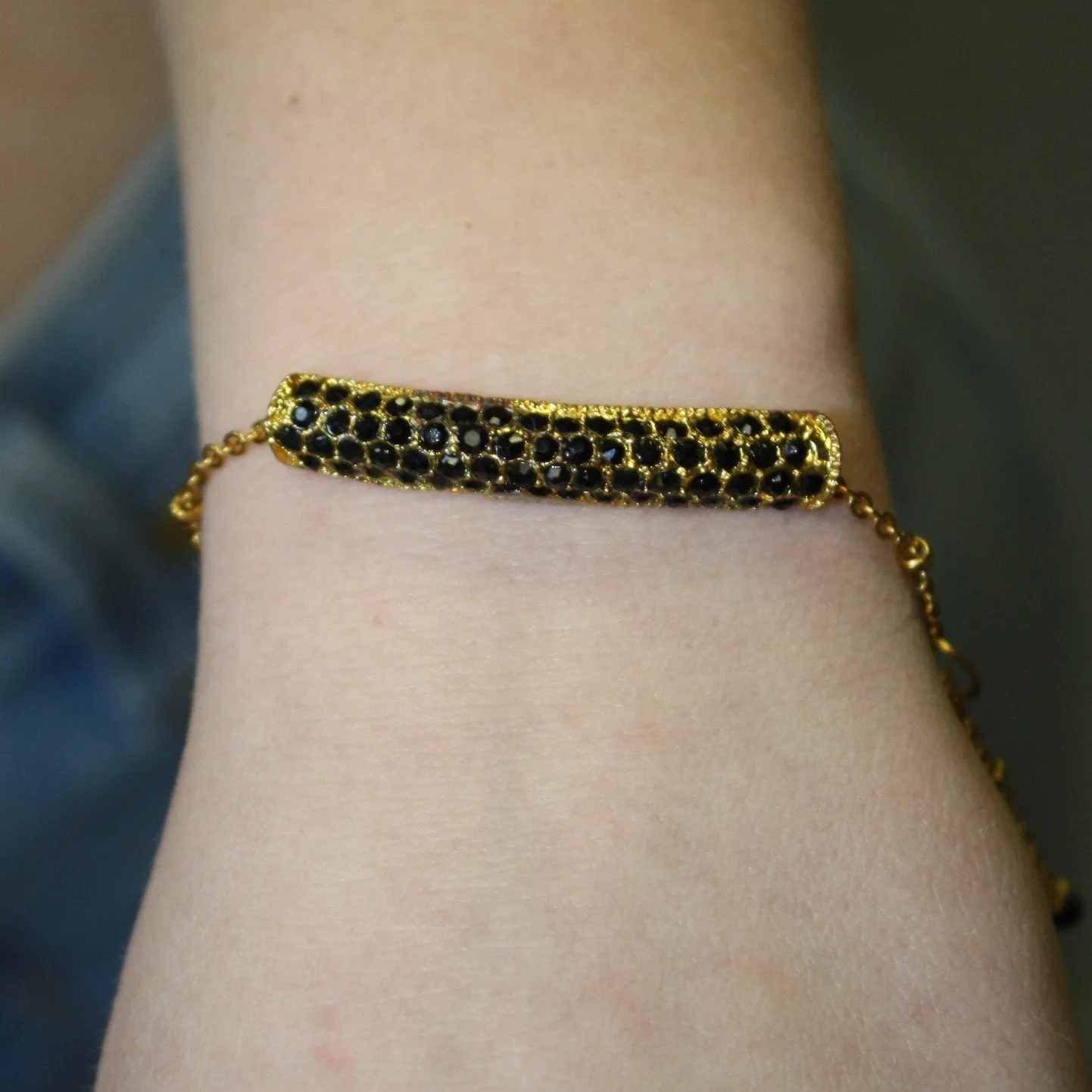 Gold Crystal Bar Bracelet