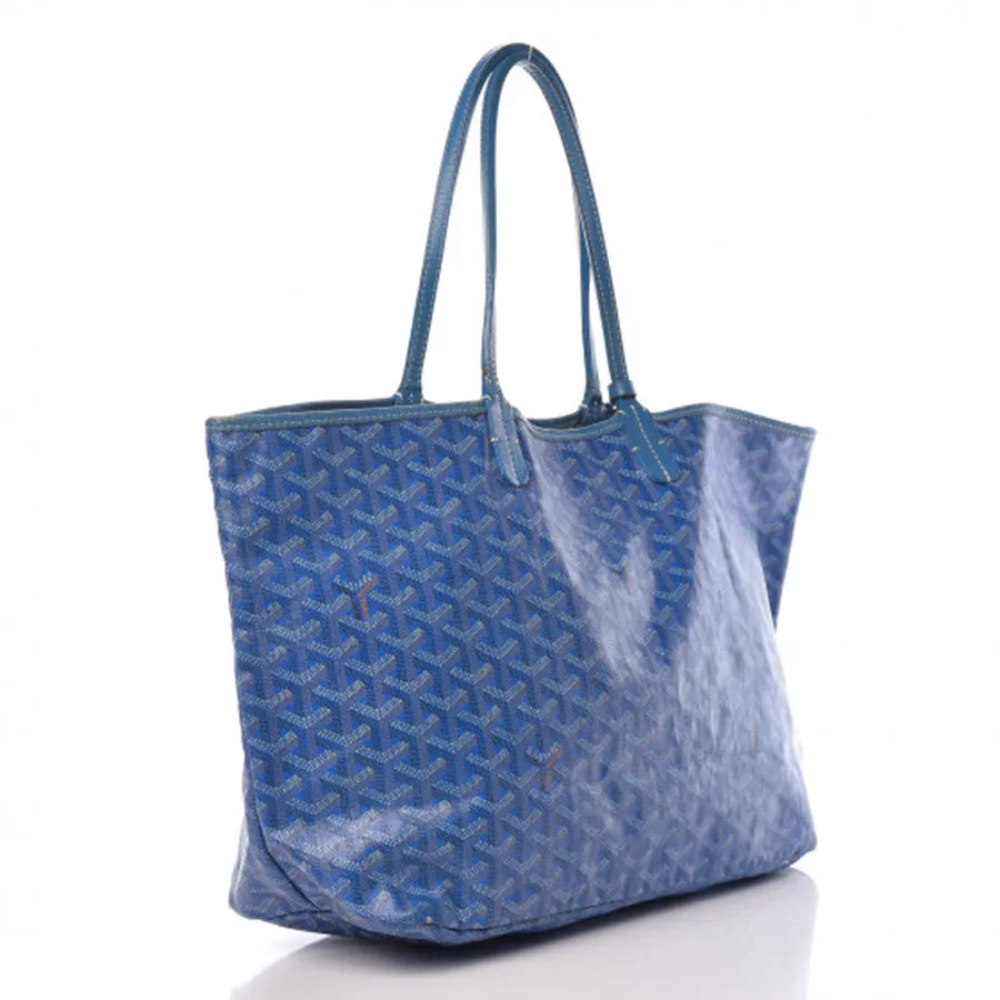 Goyard Goyardine Saint Louis Pm Sky Blue Coated Canvas and Leather Tote