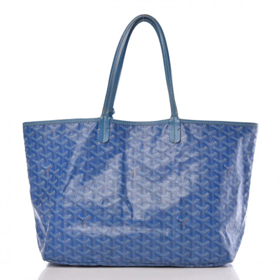 Goyard Goyardine Saint Louis Pm Sky Blue Coated Canvas and Leather Tote