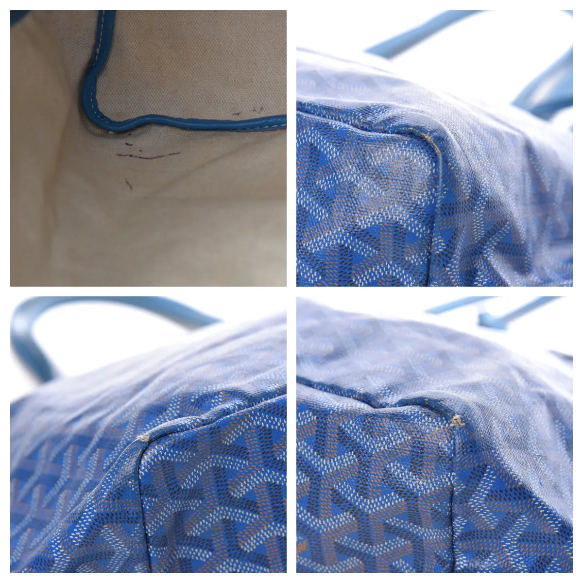 Goyard Goyardine Saint Louis Pm Sky Blue Coated Canvas and Leather Tote