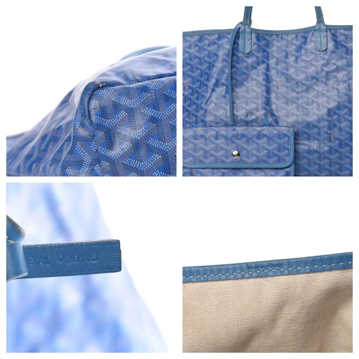 Goyard Goyardine Saint Louis Pm Sky Blue Coated Canvas and Leather Tote