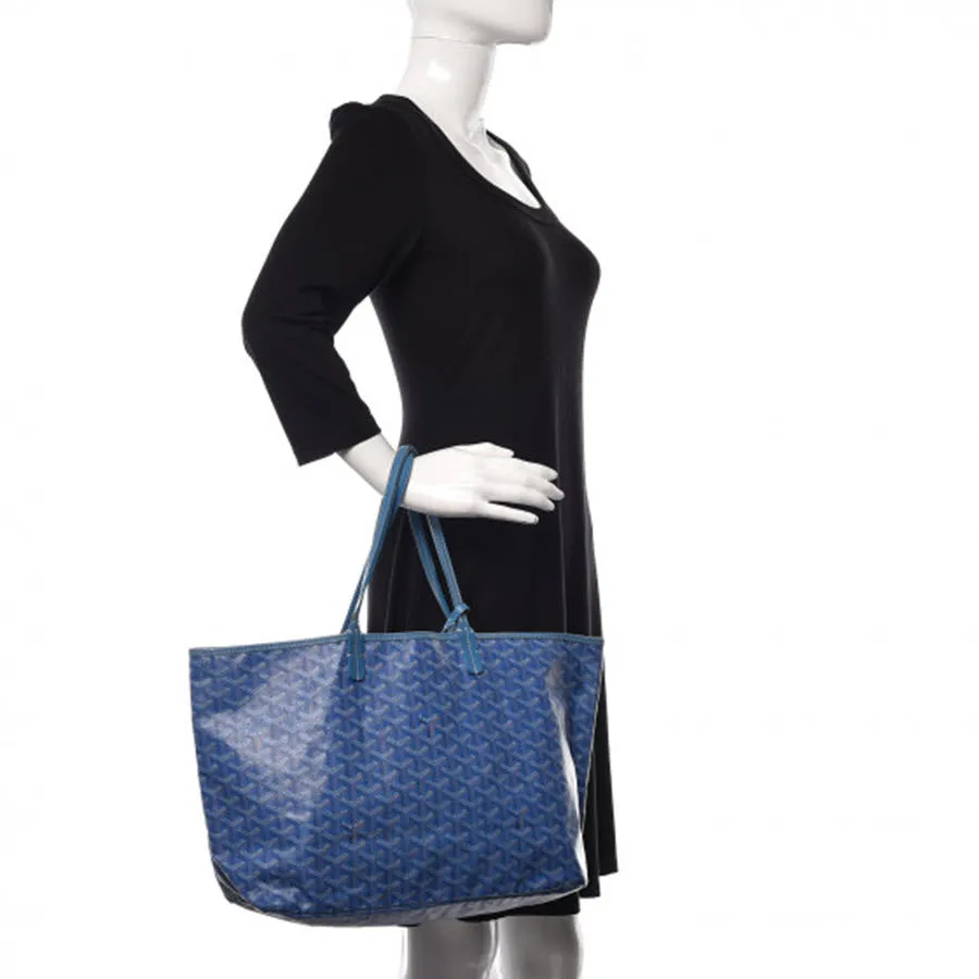 Goyard Goyardine Saint Louis Pm Sky Blue Coated Canvas and Leather Tote