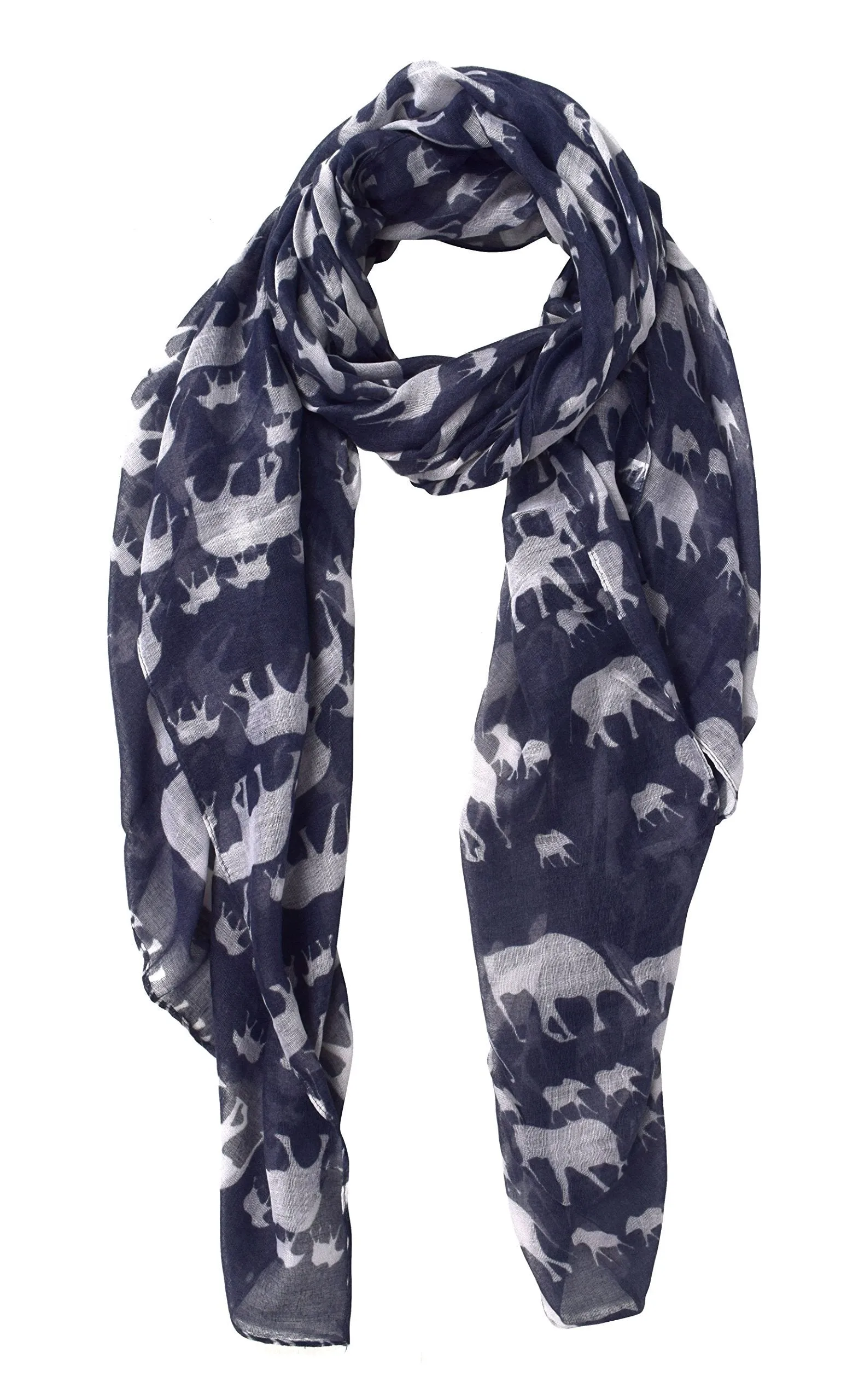 Gray Peach Couture Chic Trendy Lightweight Flamingo Elephant Print Wrap Scarf Shawl