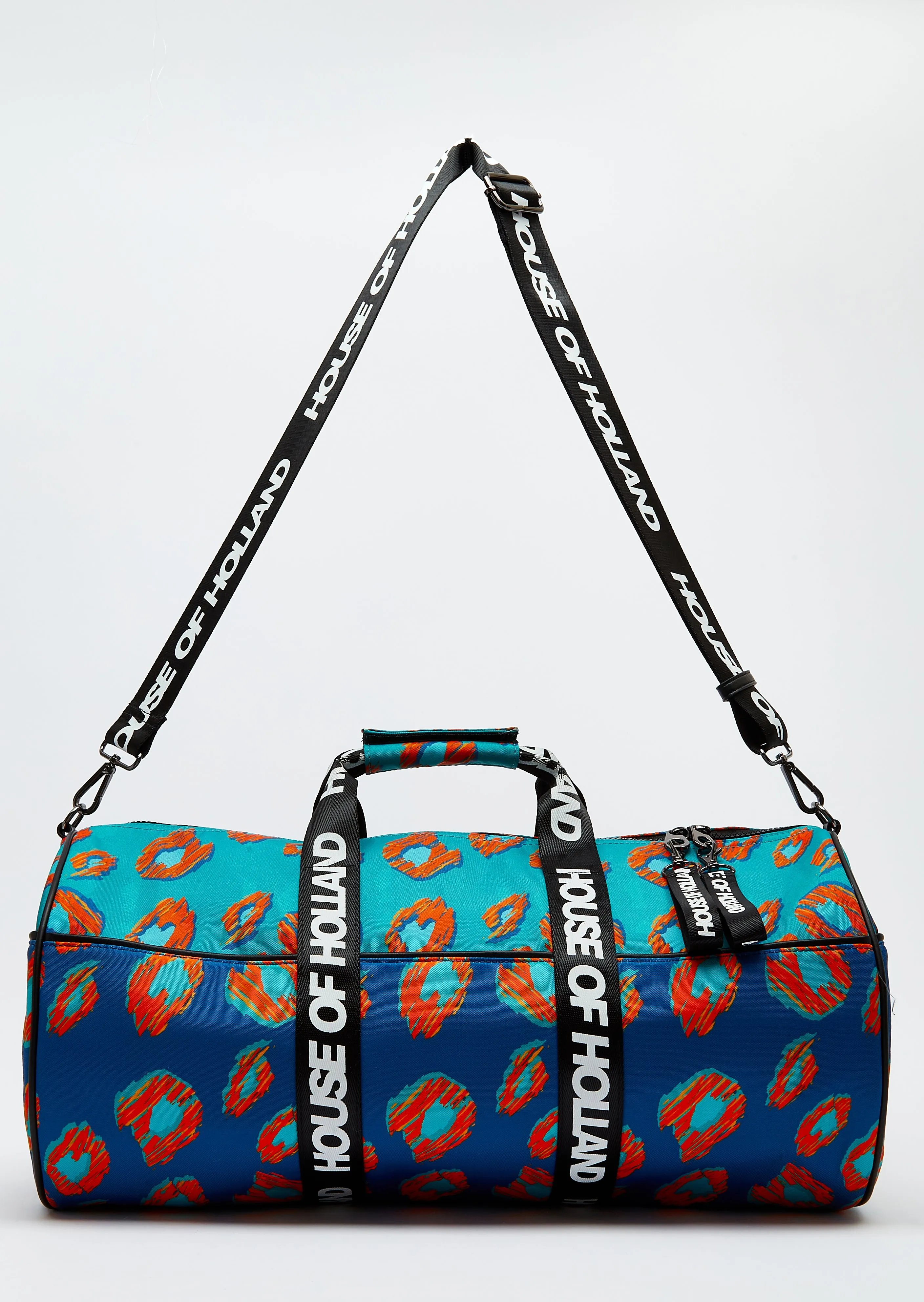 House of Holland Logo Pattern Holdall Bag In Blue