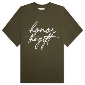 HTG Script S/S Tee - Olive