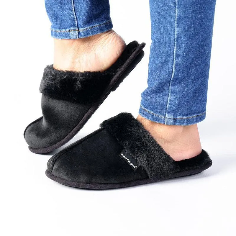 Hush Puppies Lunara Open Back Slippers - Black