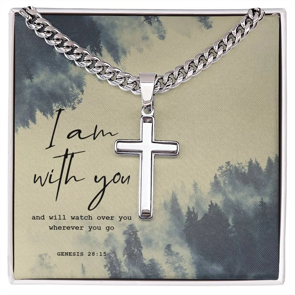 I am with you Artisan Cross on Cuban Link Chain