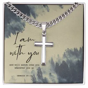 I am with you Artisan Cross on Cuban Link Chain