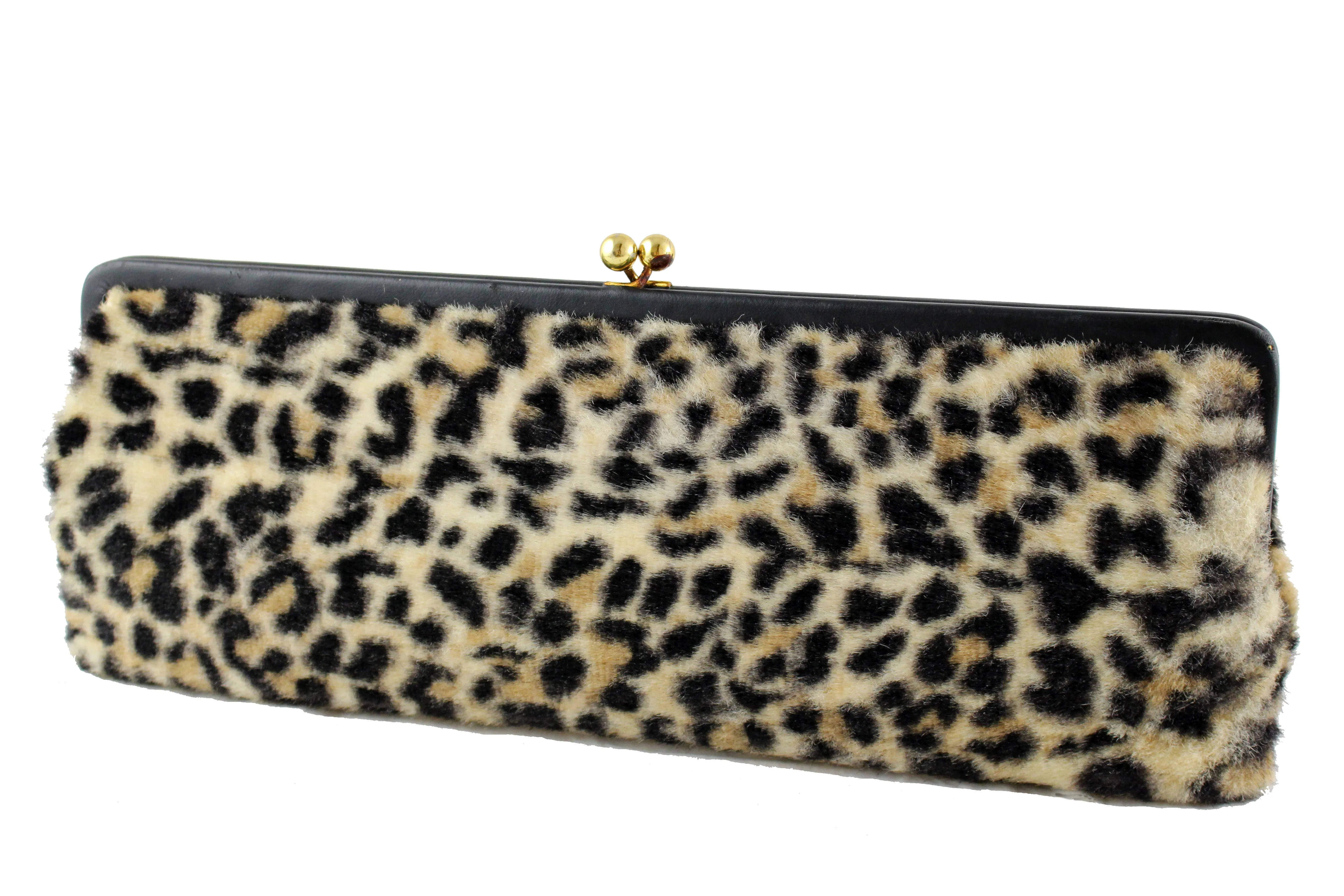 INGBER elongated clutch purse with leopard print