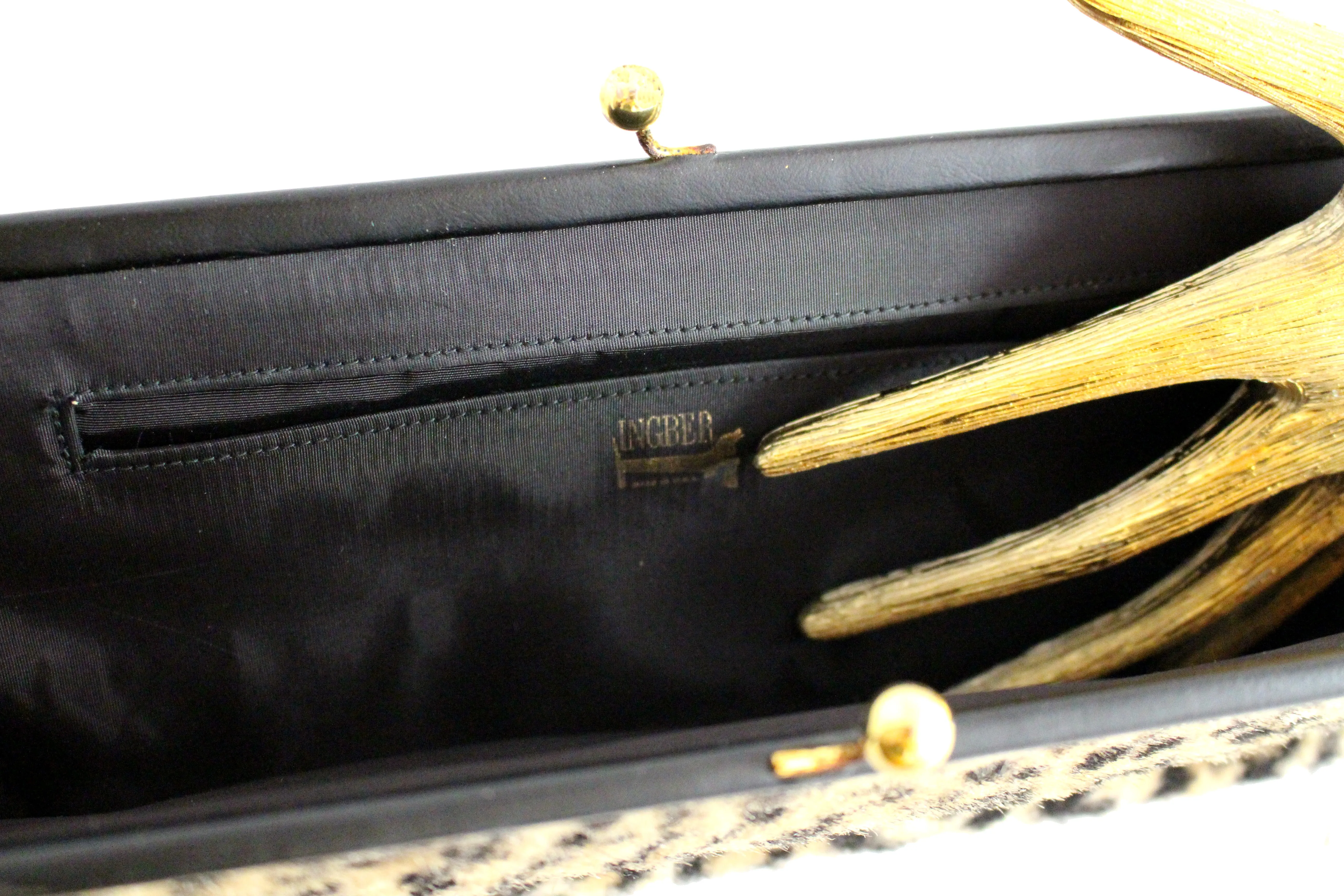 INGBER elongated clutch purse with leopard print