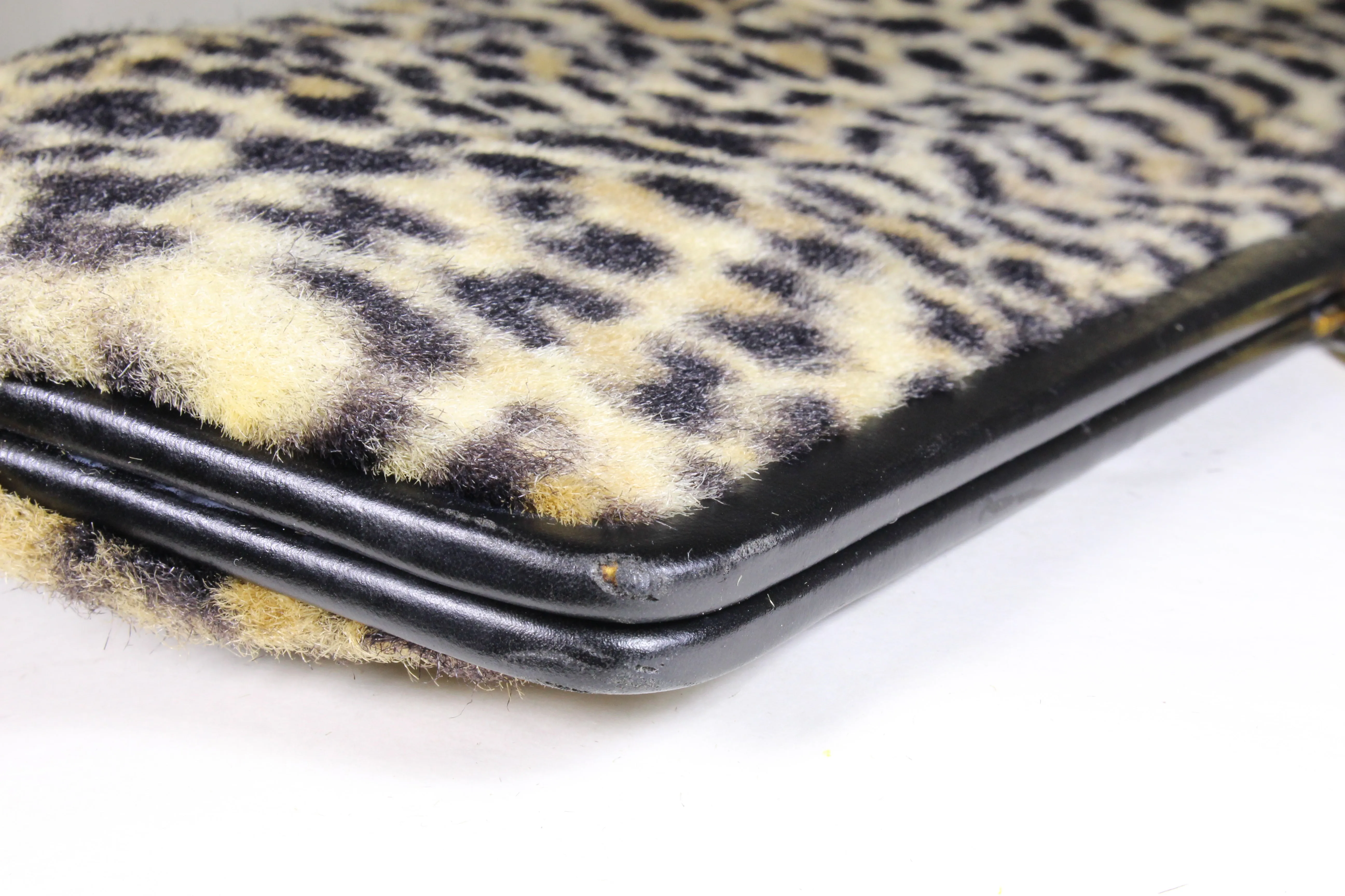 INGBER elongated clutch purse with leopard print