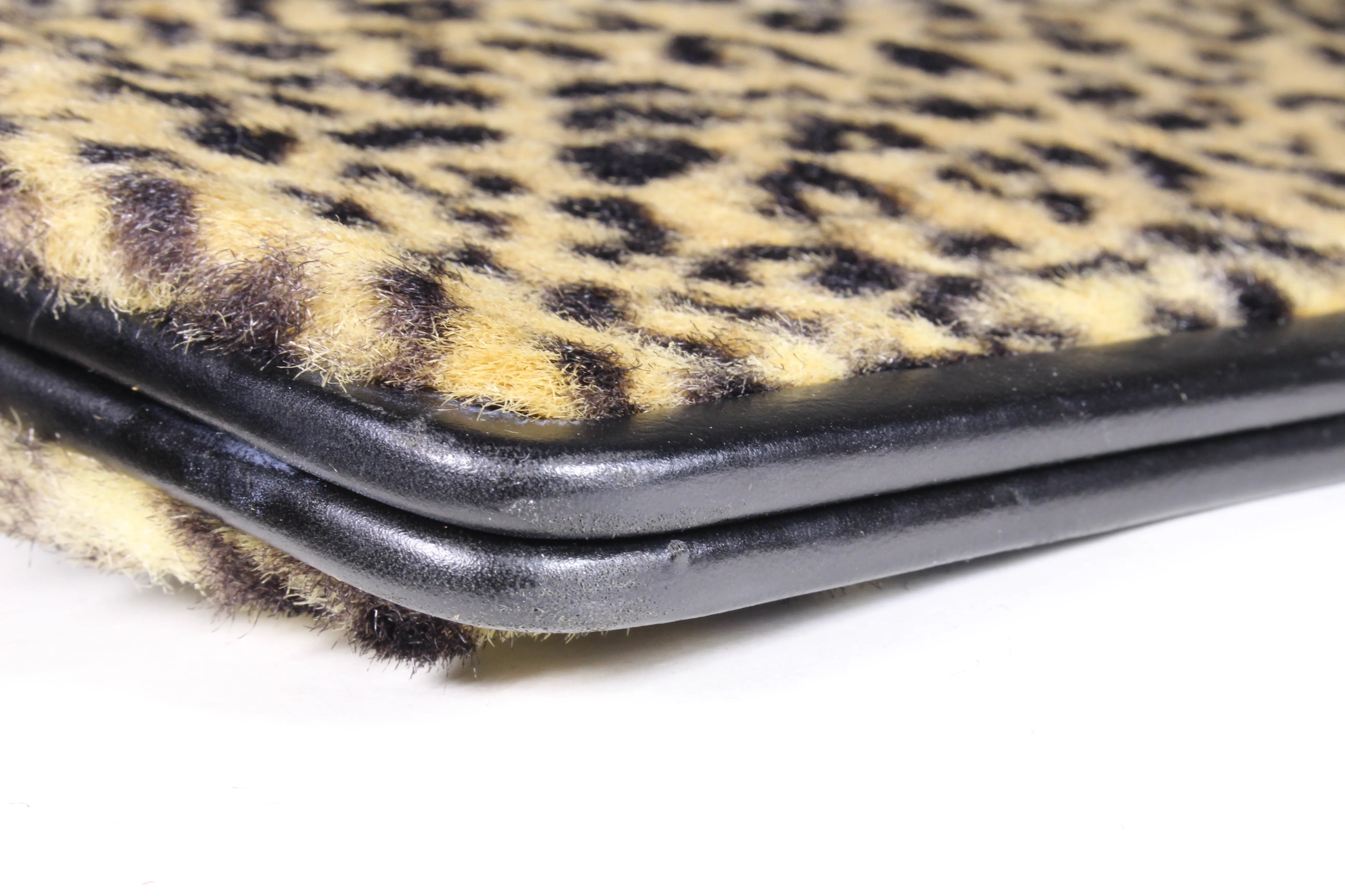 INGBER elongated clutch purse with leopard print