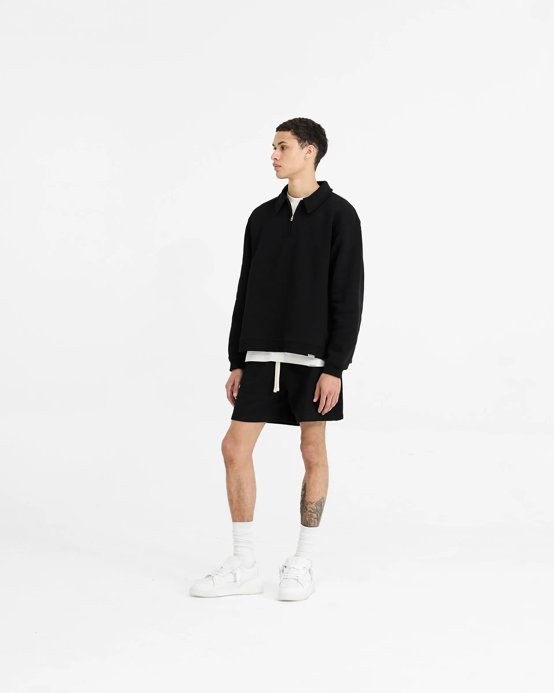 Initial Boxy Quarter Zip - Black