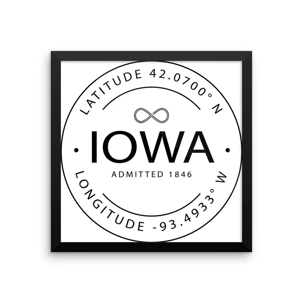 Iowa - Framed Print - Latitude & Longitude