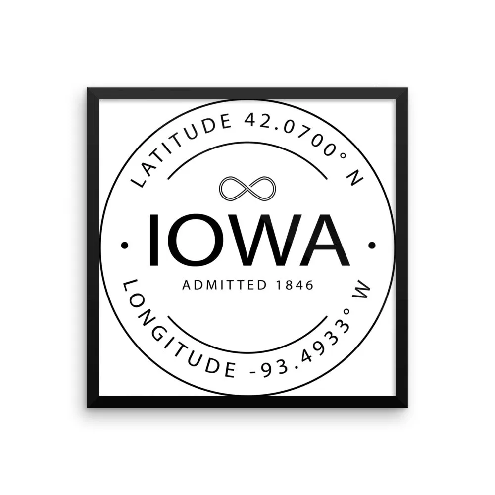 Iowa - Framed Print - Latitude & Longitude