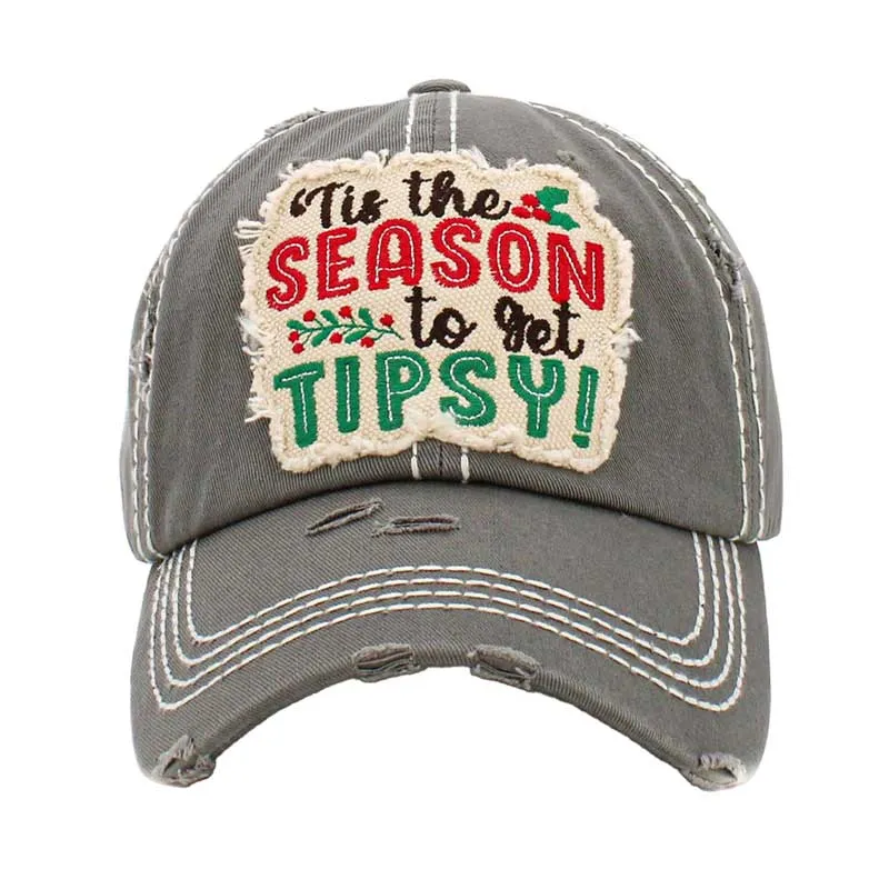 ITS THE SEASON TO GET TIPSY Message Vintage Baseball Cap