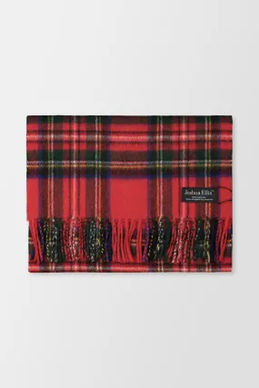 Joshua Ellis Red Classic Tartan Brushed Royal Scarf