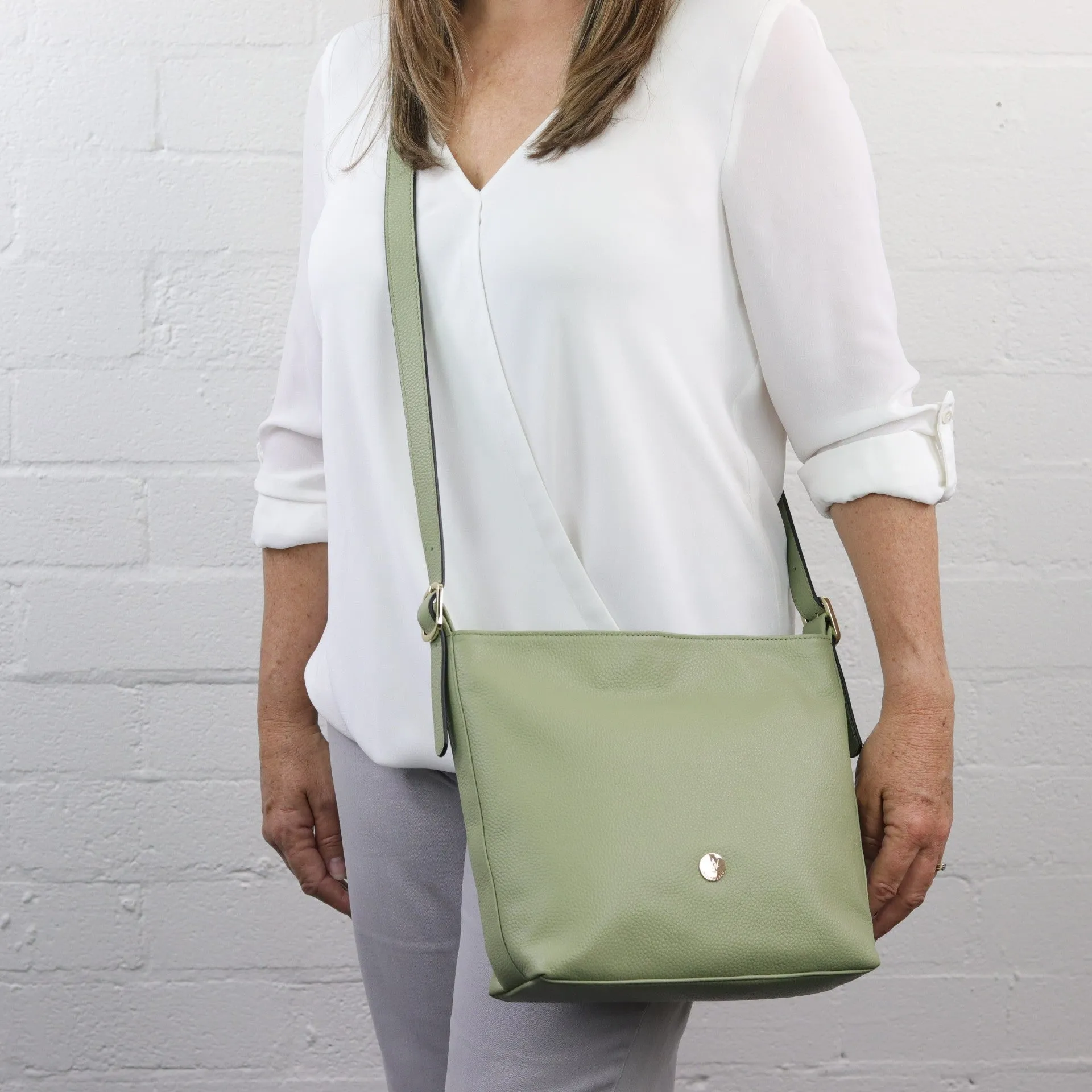 Julie sage leather shoulder bag DISCONTINUED COLOUR