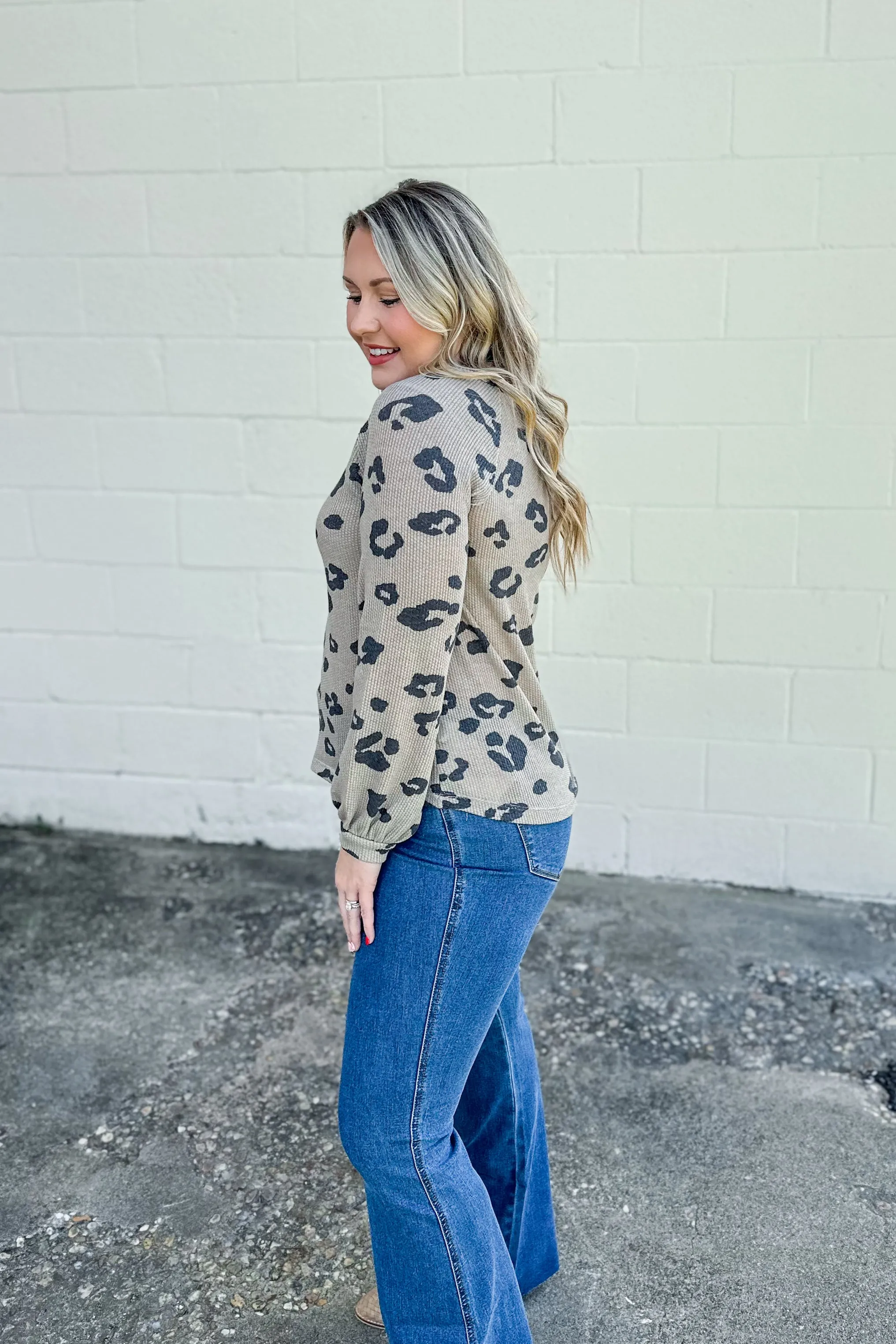 Keep Hoping Leopard Henley Top