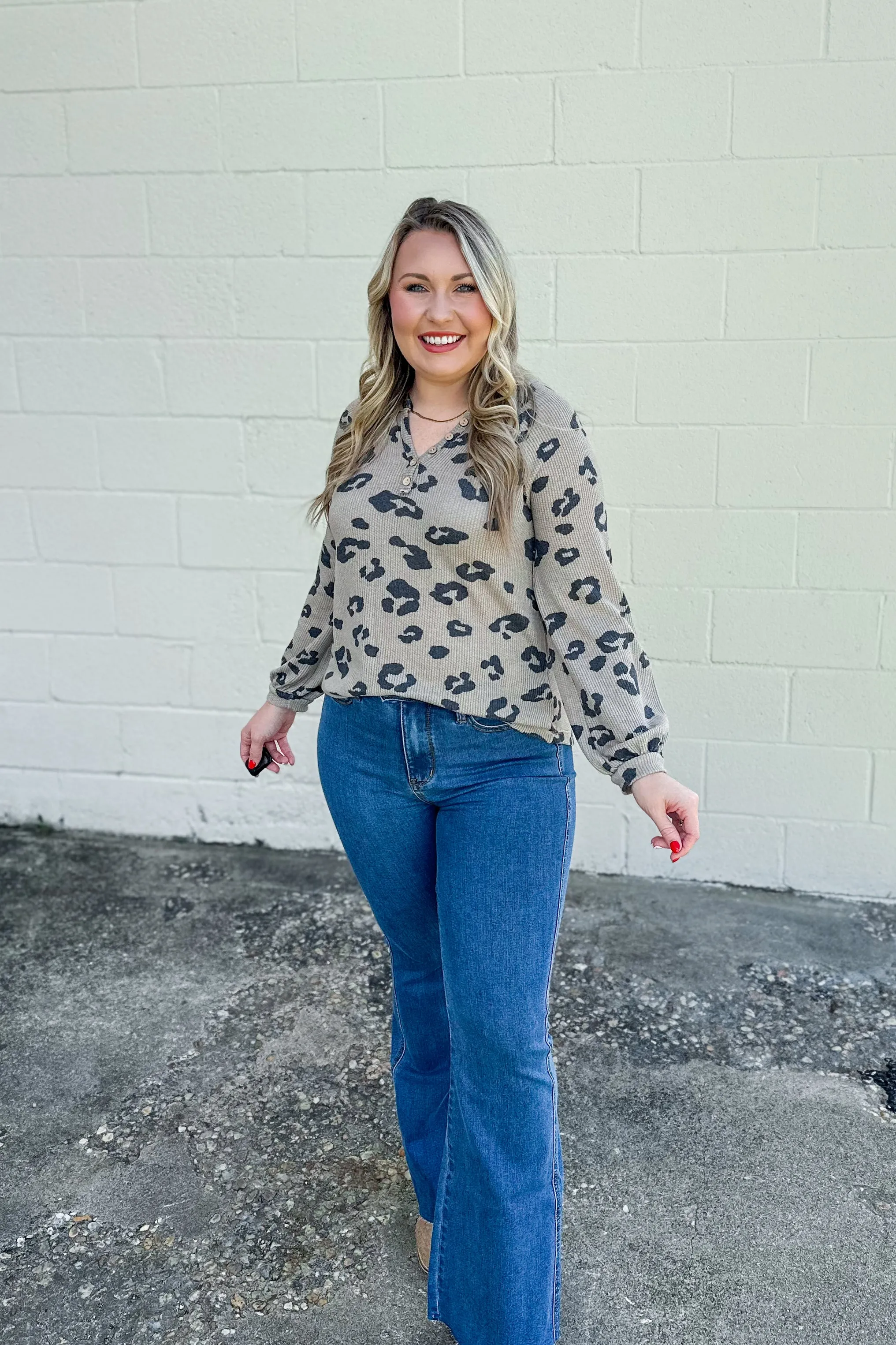 Keep Hoping Leopard Henley Top