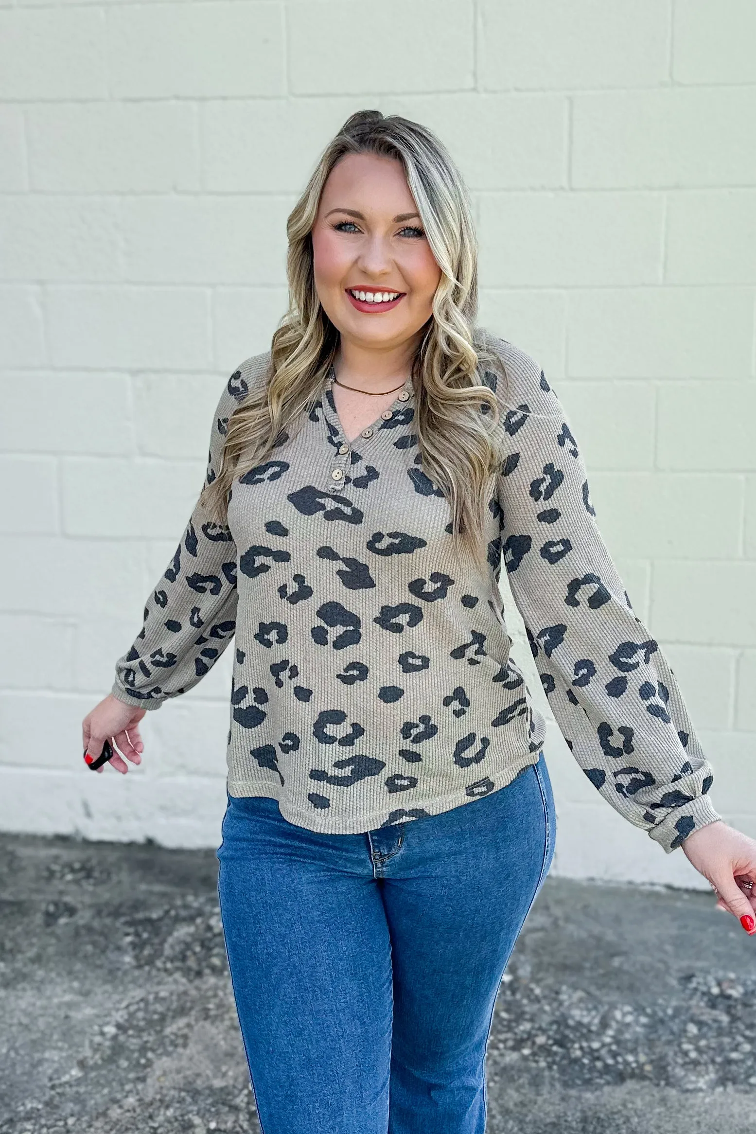 Keep Hoping Leopard Henley Top