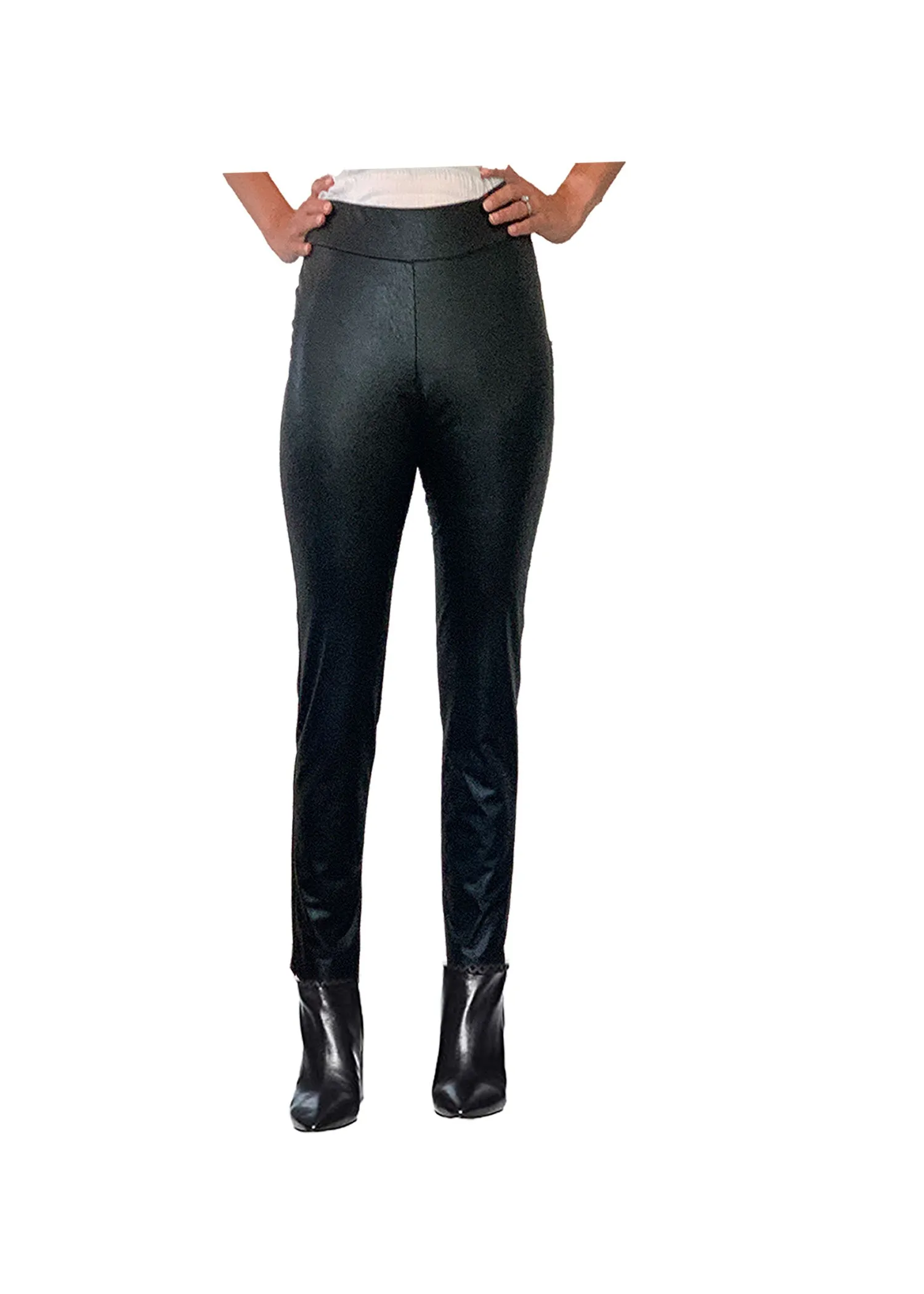 Krazy Larry Black Pleather Pull On Pant