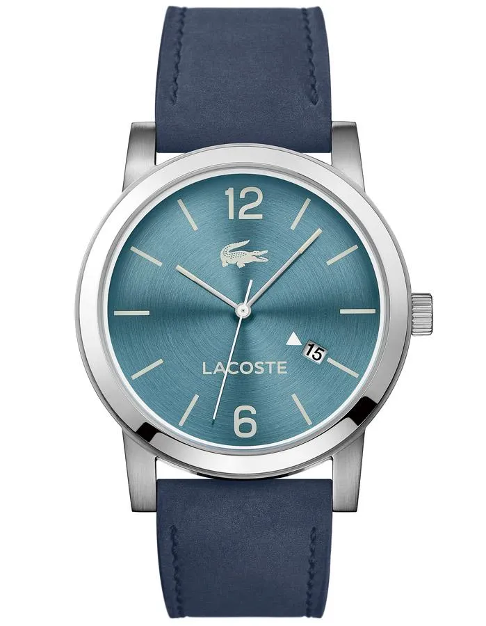 Lacoste Mens Metro Watch - Stainless Steel - Date - Blue Suede Leather Strap