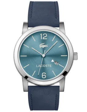 Lacoste Mens Metro Watch - Stainless Steel - Date - Blue Suede Leather Strap