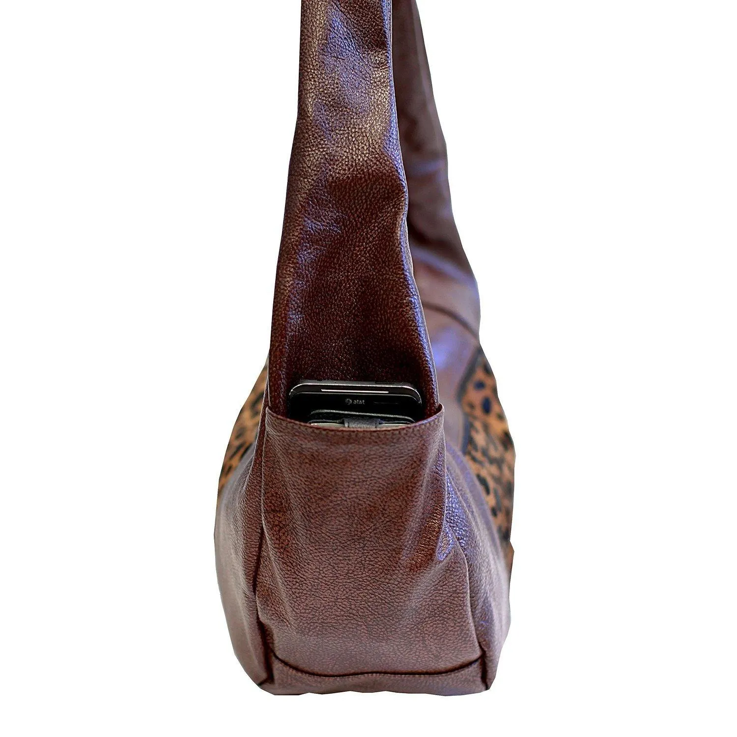 Large Top Zip Hobo Genuine Leather