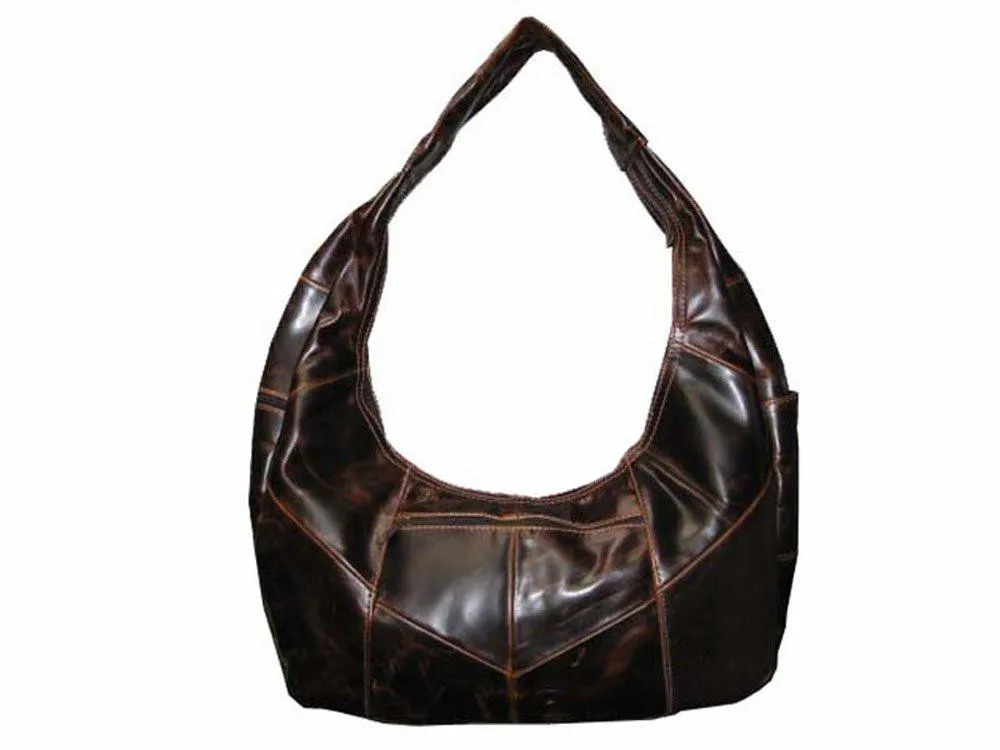 Large Top Zip Hobo Genuine Leather