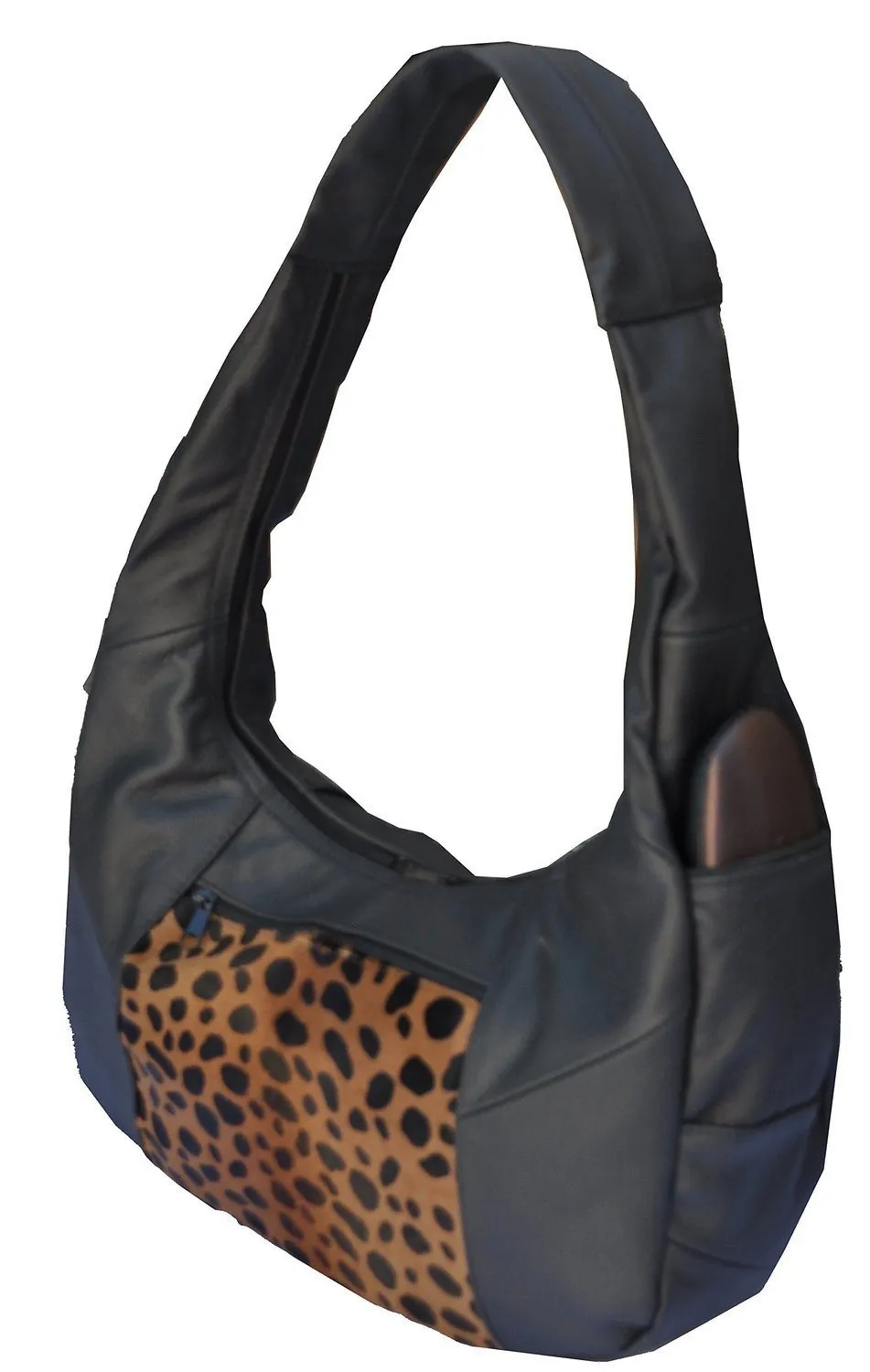 Large Top Zip Hobo Genuine Leather