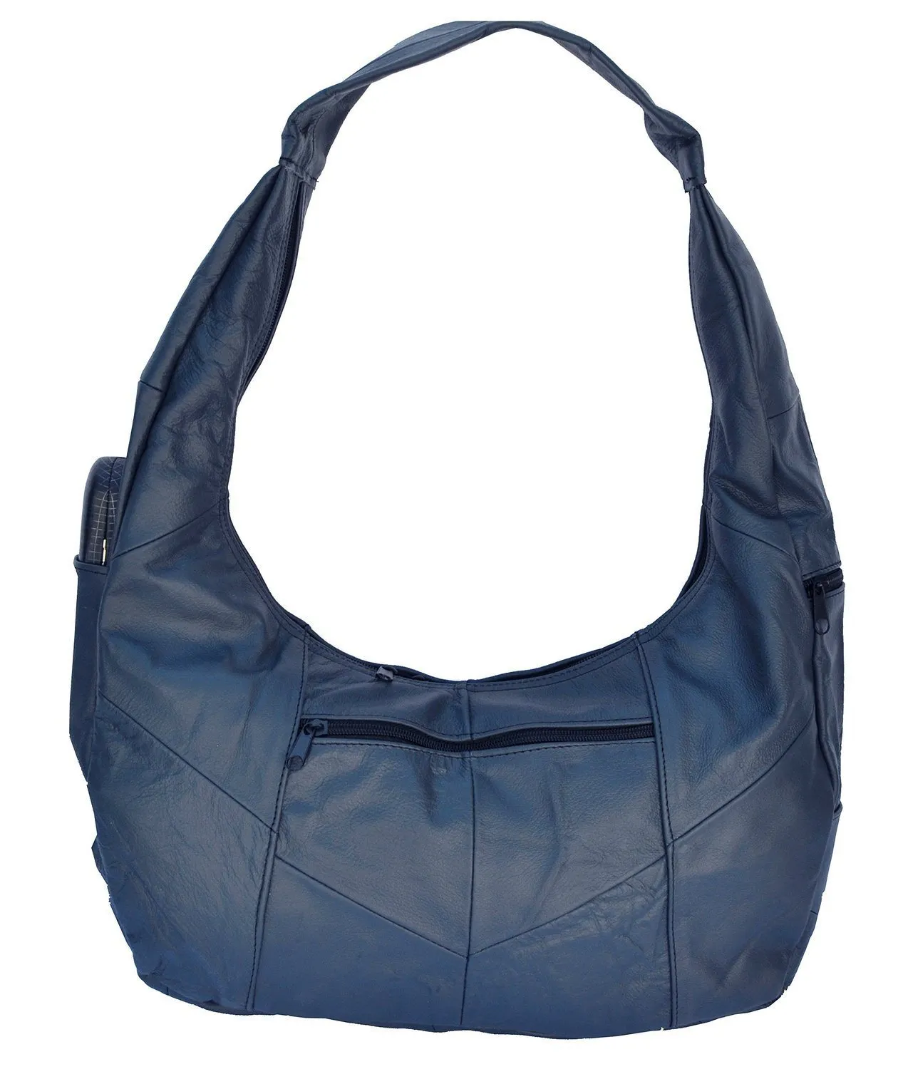 Large Top Zip Hobo Genuine Leather