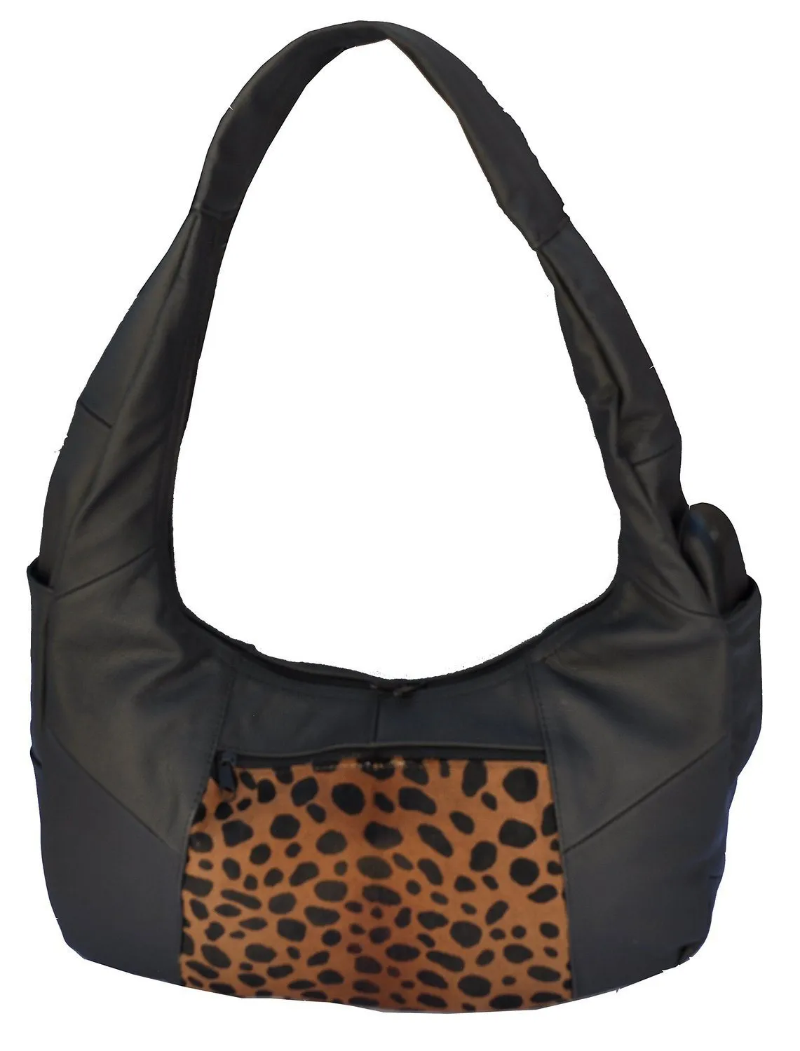 Large Top Zip Hobo Genuine Leather