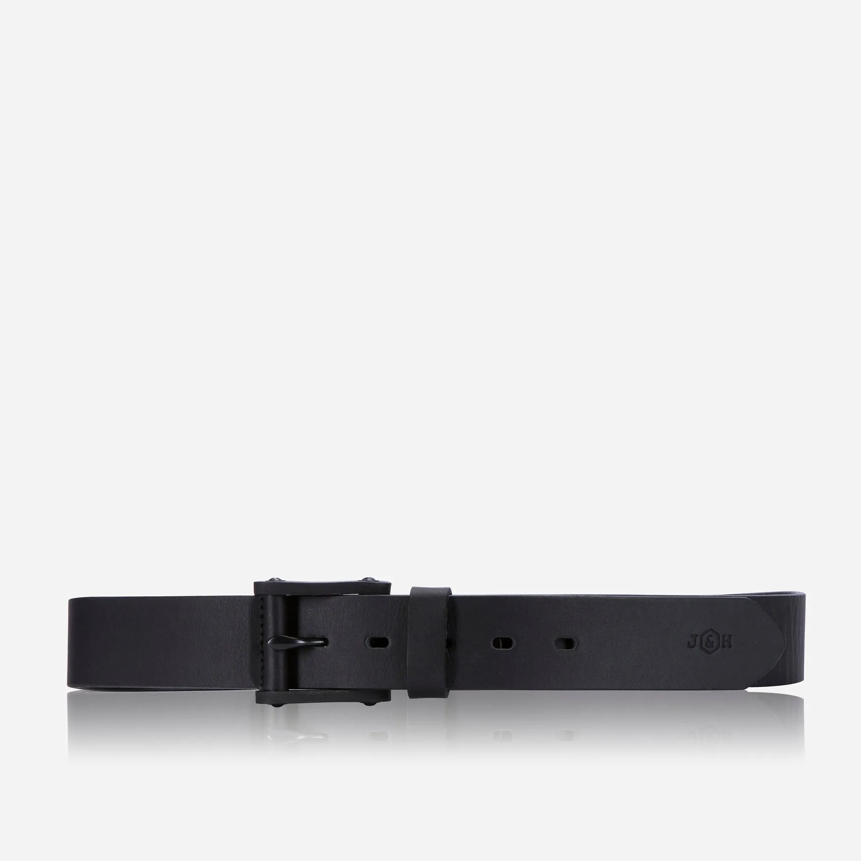 Leather Belt with Signature Buckle, Black