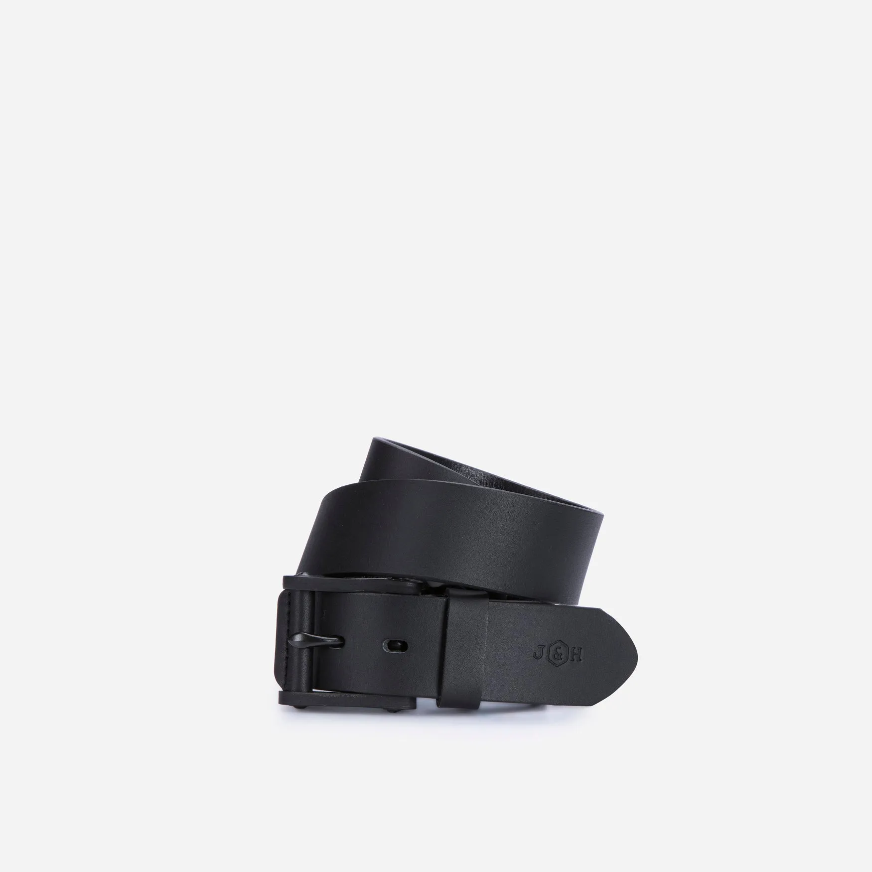 Leather Belt with Signature Buckle, Black