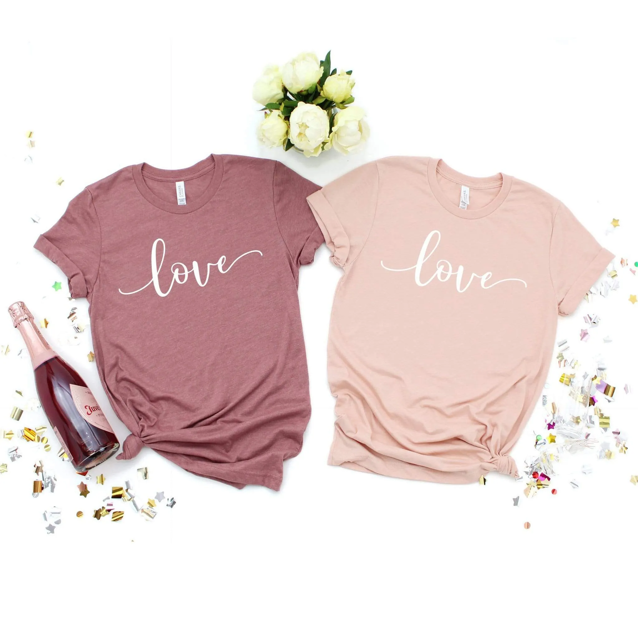 Love comfy boutique t-shirt for women in mauve or peach | 721 done