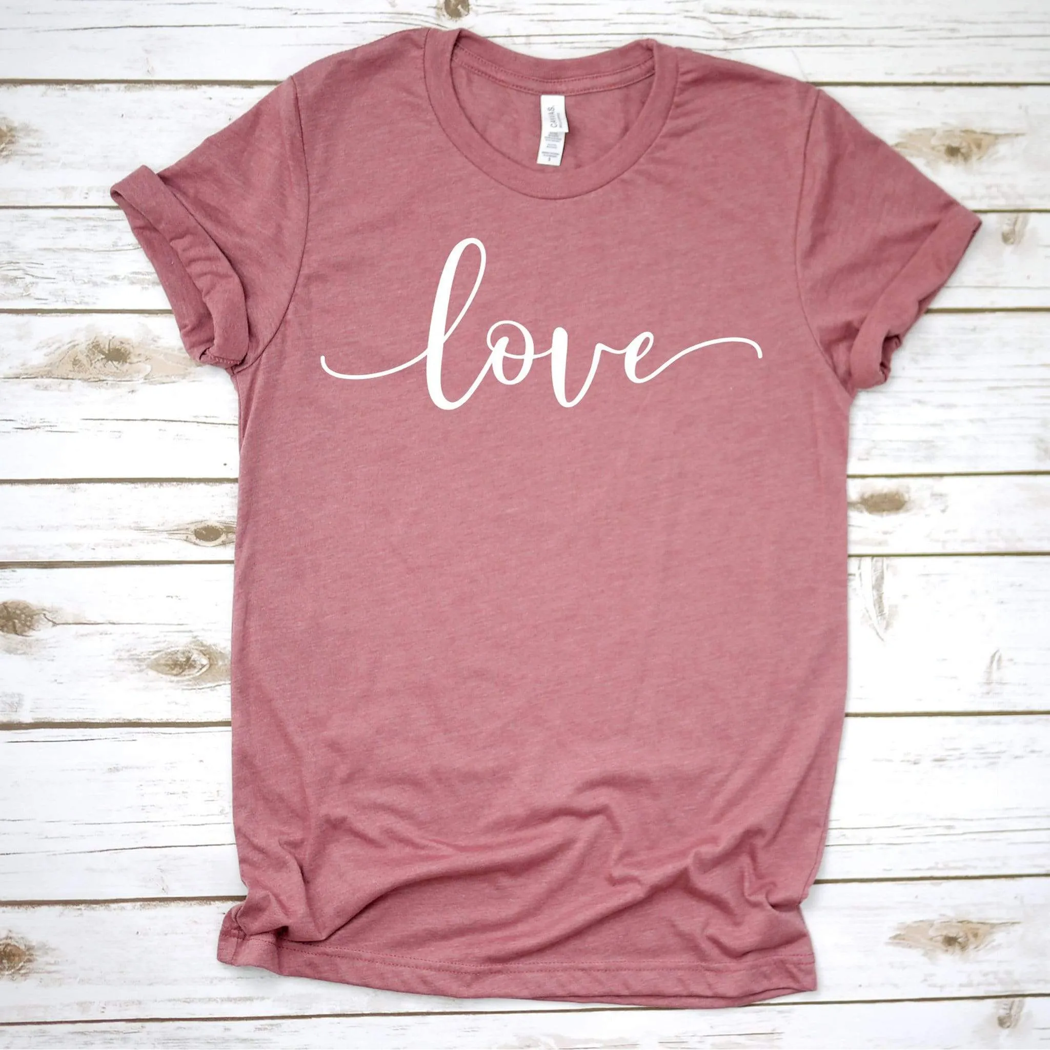 Love comfy boutique t-shirt for women in mauve or peach | 721 done