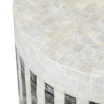 (LS) Orion Capiz End Table - White & Black by Jeffan