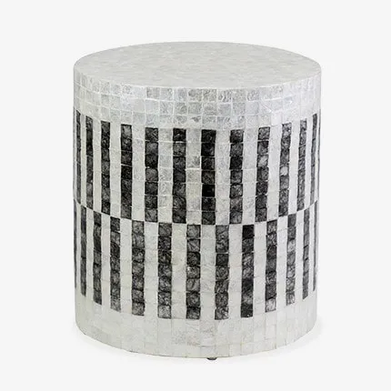 (LS) Orion Capiz End Table - White & Black by Jeffan