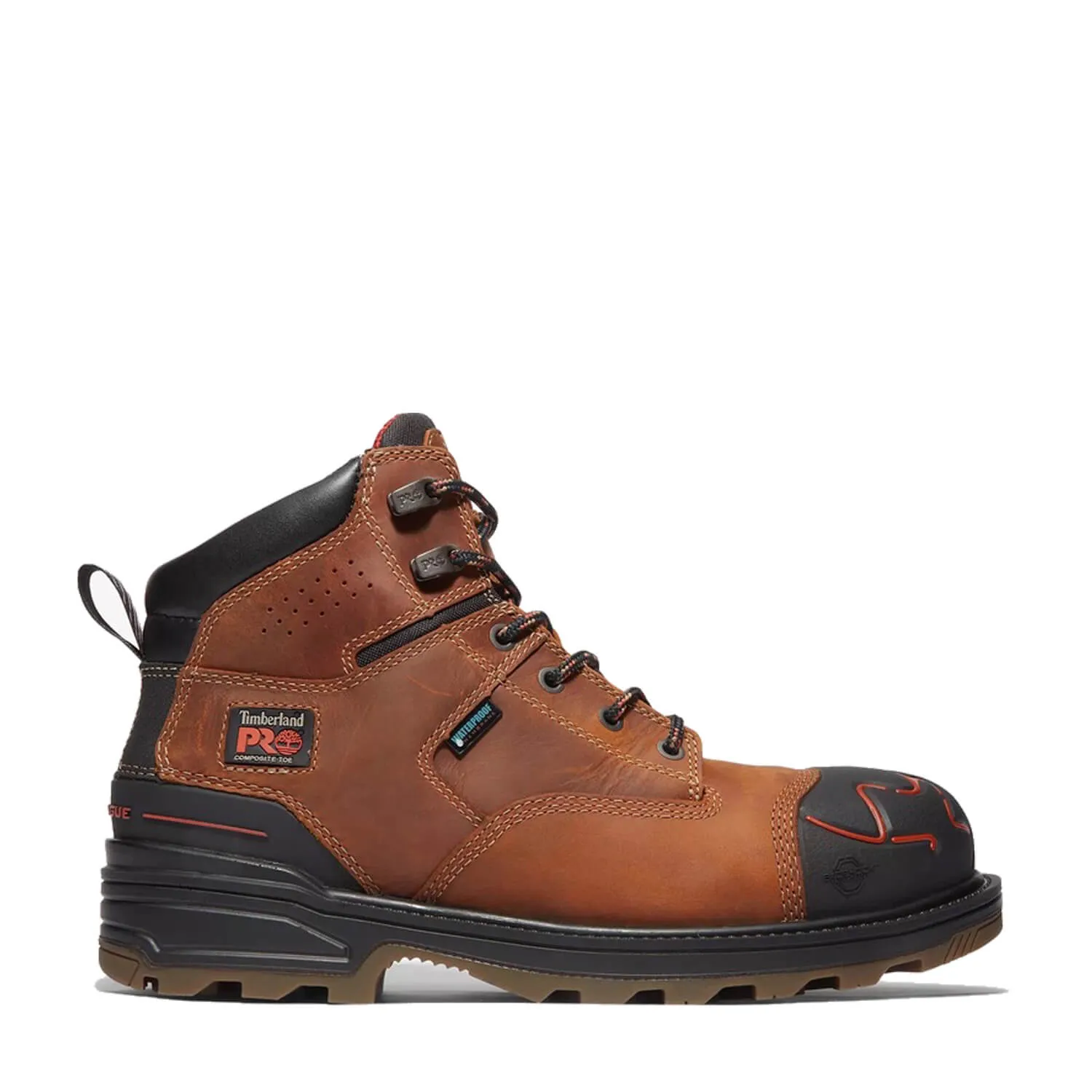 Magnitude 6 Inch Composite-Toe Waterproof Work Boot Red and Brown