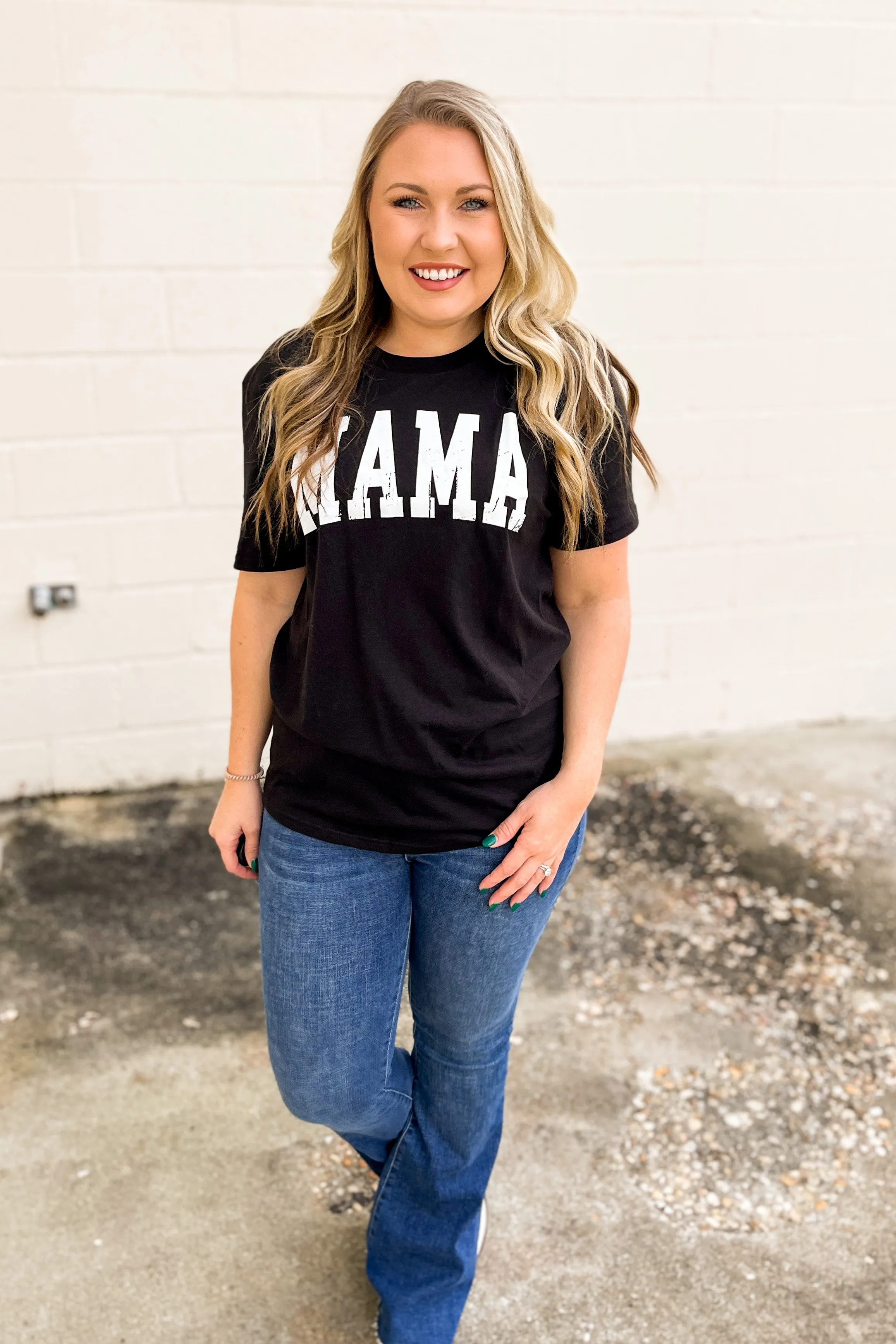 Mama Block Letter Graphic Tee, Black