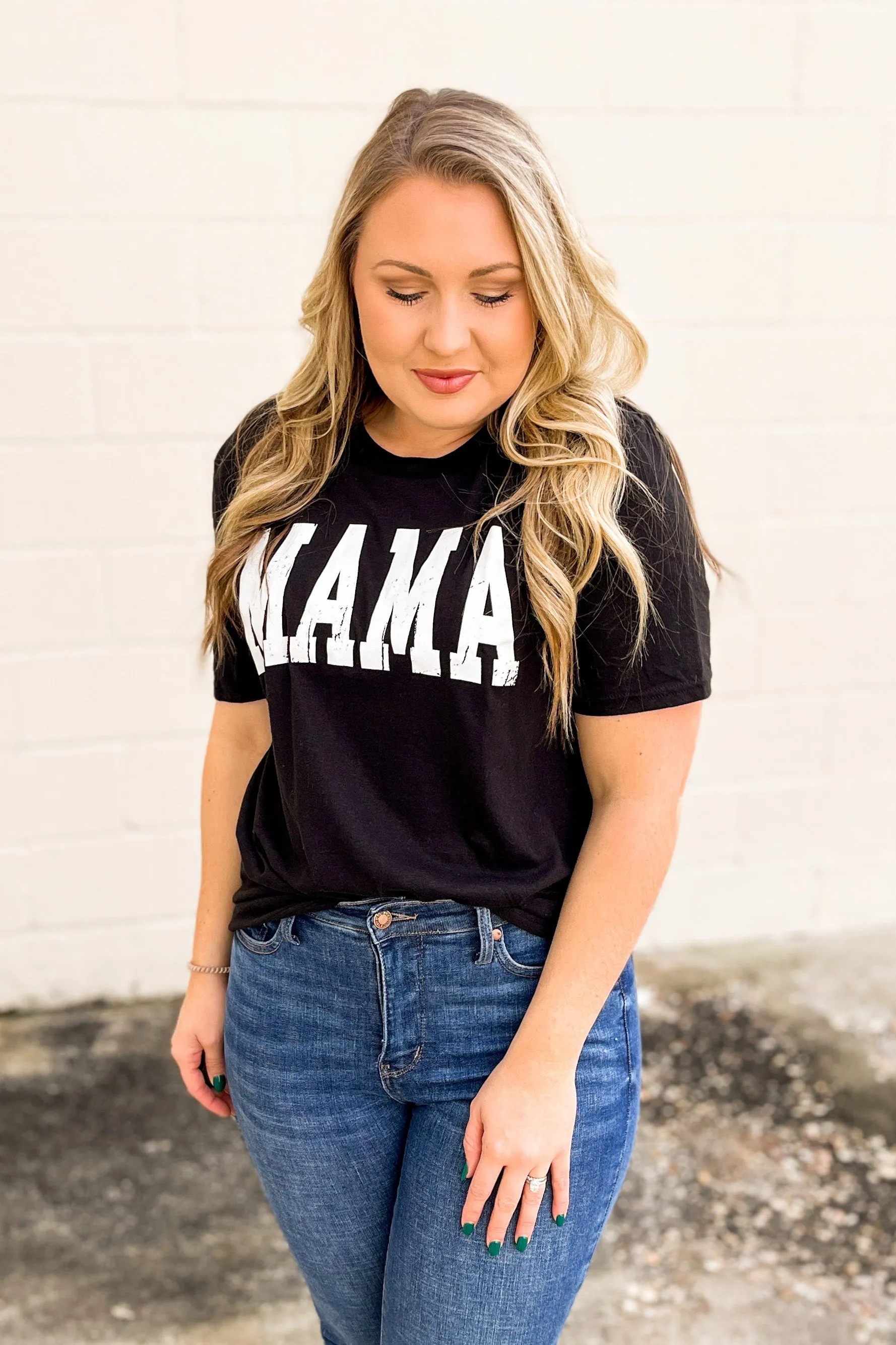 Mama Block Letter Graphic Tee, Black