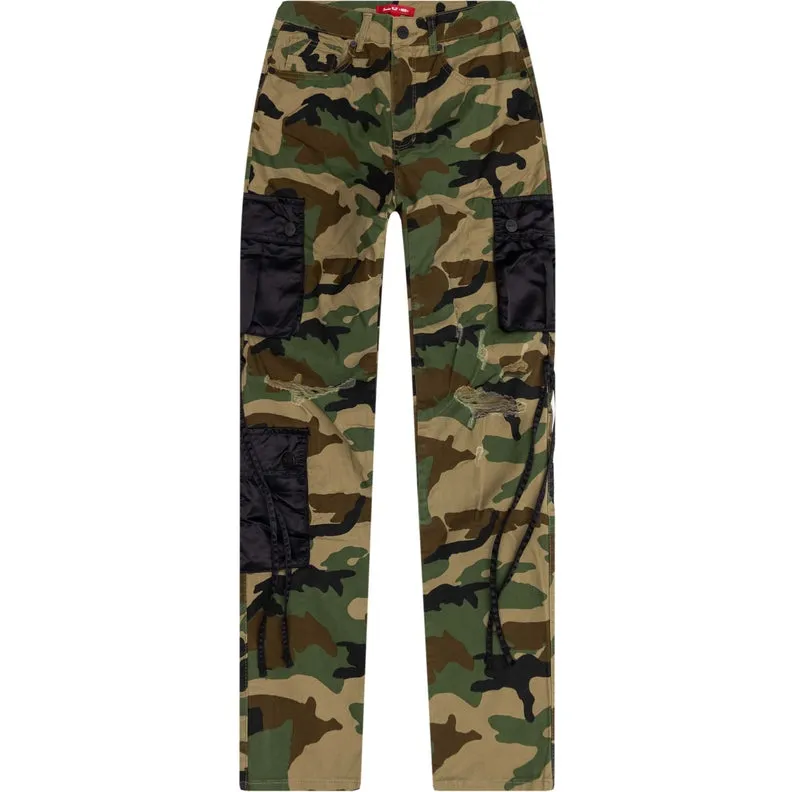 Mixed Media Utility Fashion Twill Pants - Wood Camo