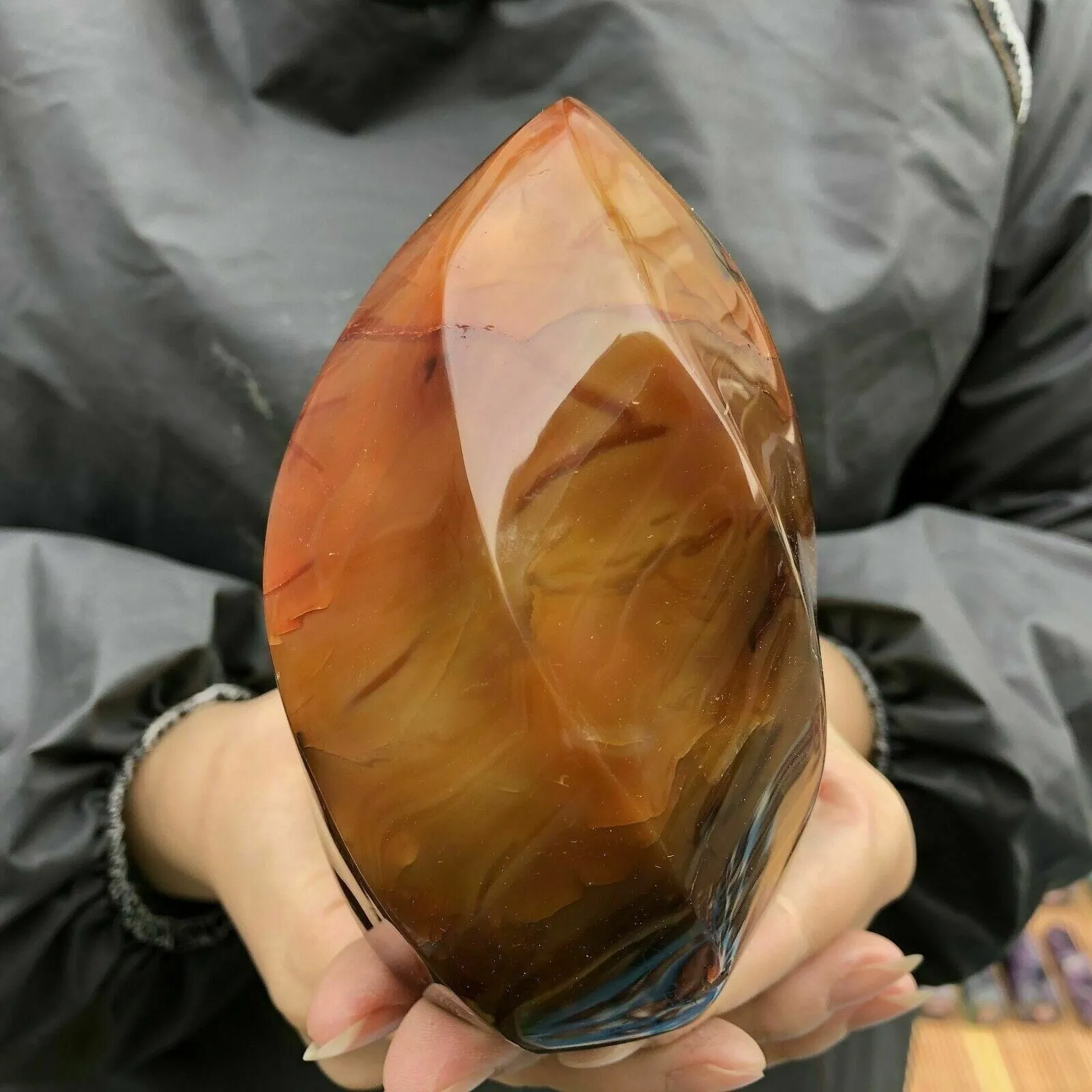 Natural Carnelian Jasper Flame Quartz Crystal