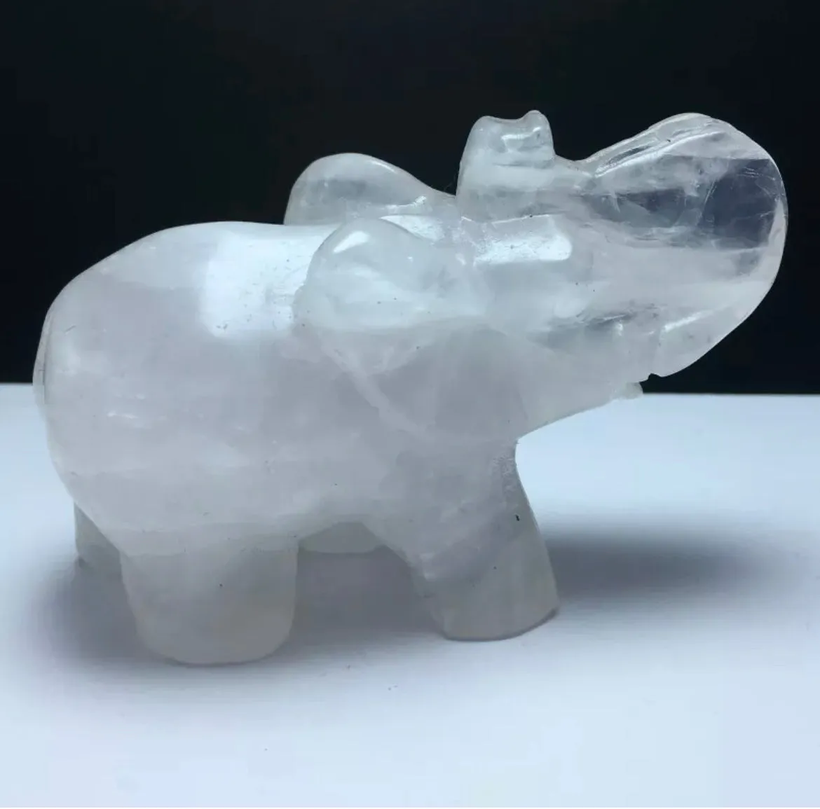 Natural Rose Quartz Elephant crystal gemstone figurine