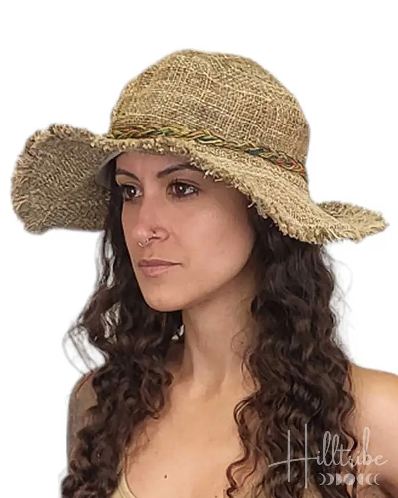 Natural Tamarindo Wire Rim Fringe Hat