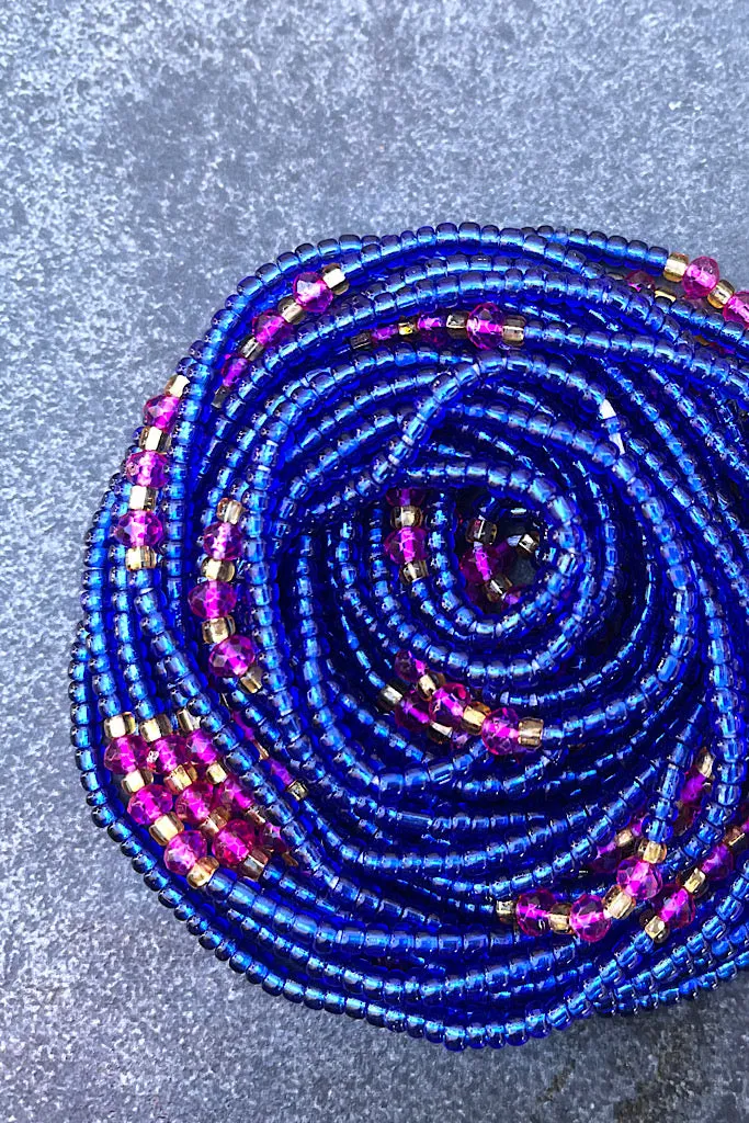 Odyssey Blue Tie On Waist Beads